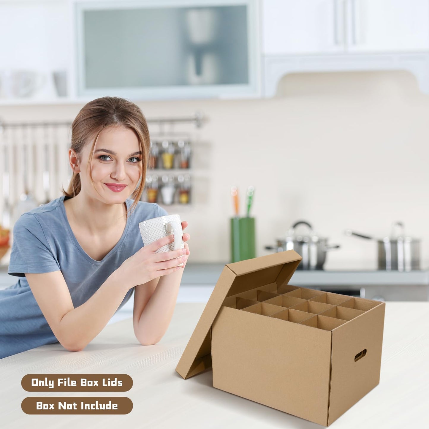 Gilprop 20 Pack File Box Lids, Fits for 15" x 12" x 10" Cardboard Letter or Legal File Moving Boxes Covers for Packing Moving and Storage Supplies, Box Not Include(Brown)