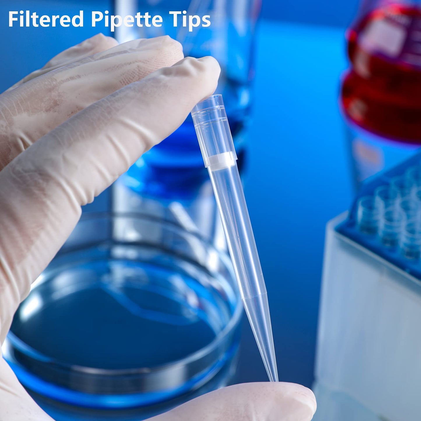 1000µL Filtering Pipette Tips - Universal Filter Pipettor Tips-Racked(Box),RNase/DNase Free & Pyrogen Safe,Clear,96 Tips/Rack Pk x 10 Racks (960 Tips)