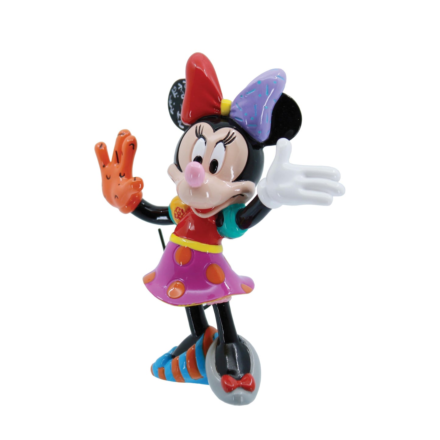 Enesco Disney Britto Minnie Mouse Standing Arms Out Pose Miniature Figurine, 3.25 Inch, Multicolor