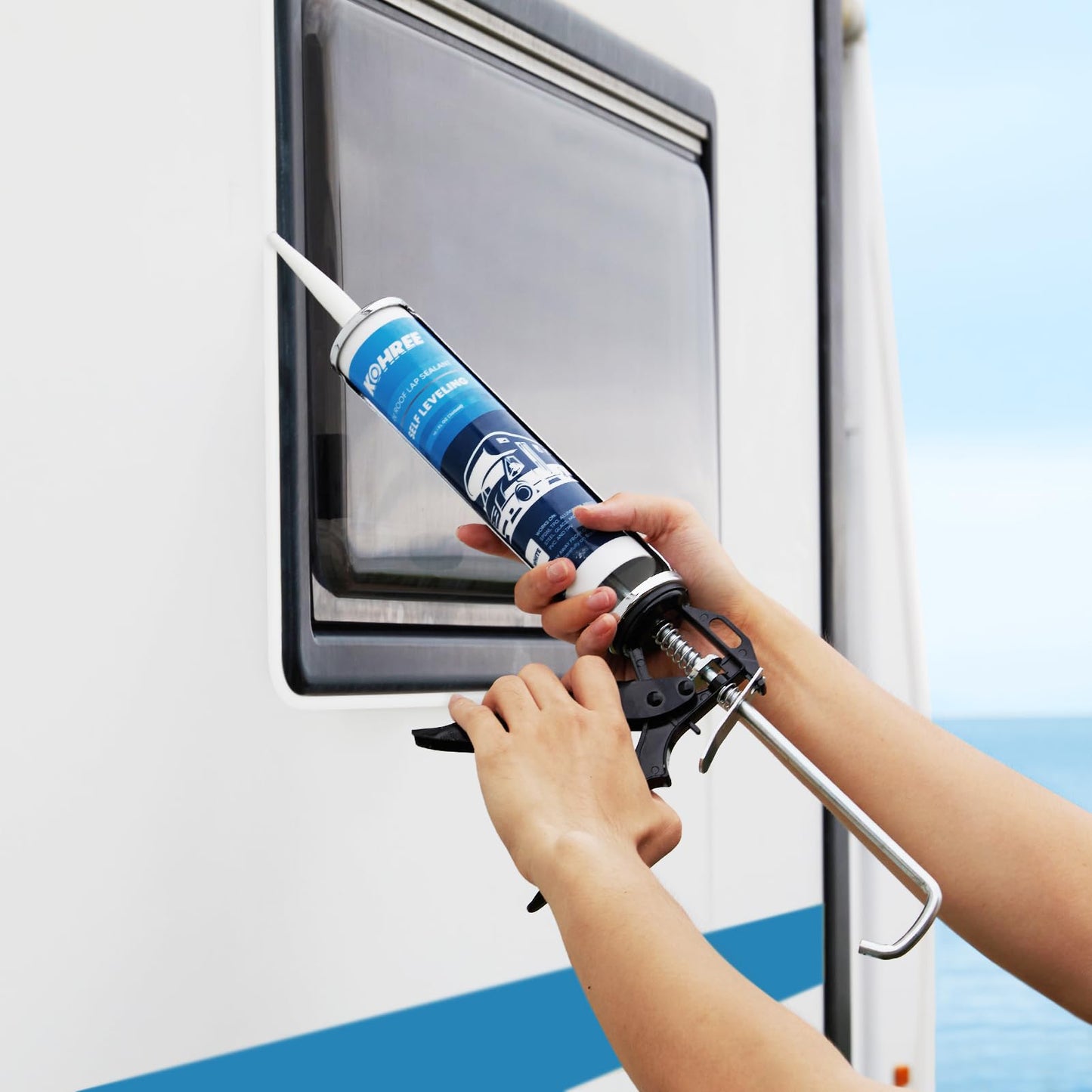 Kohree RV Roof Sealant 6 Pack, Self-Leveling Lap Sealant White, RV Caulking Exterior for RV Roofs, Maintenance, Repair