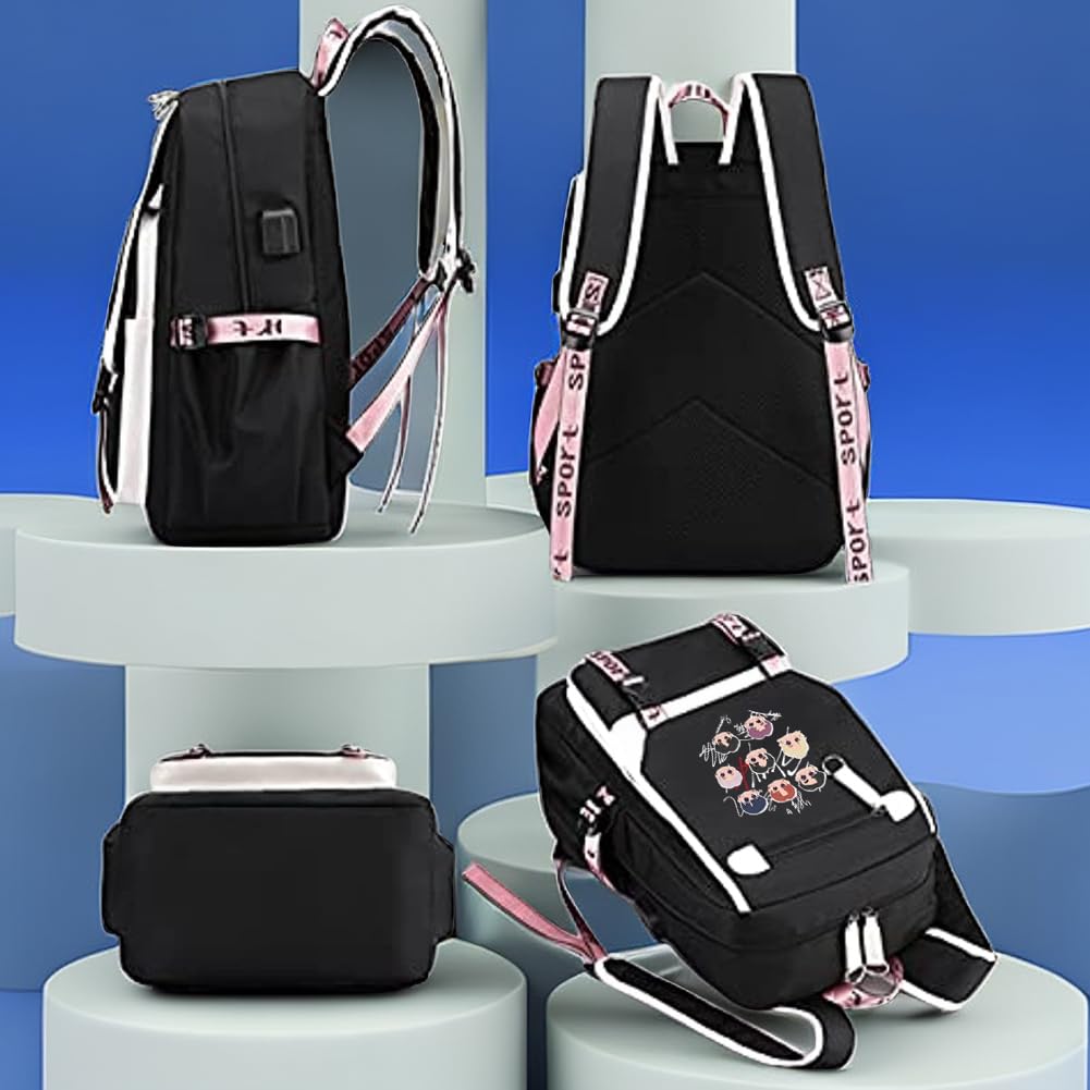 Alikpop Stray Backpack Korean Casual Daypack Laptop Bag College Bag Unisex Black 32cm*15cm*45cm