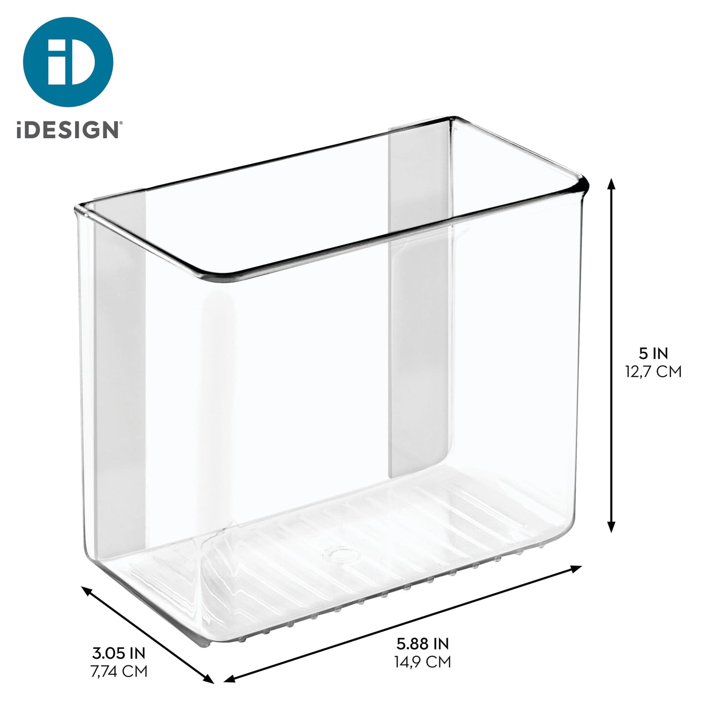 iDesign Adhesive Organizer Bin - Damage-Free Hanging for Kitchen, Bathroom, or Office - Set of 4 - Clear