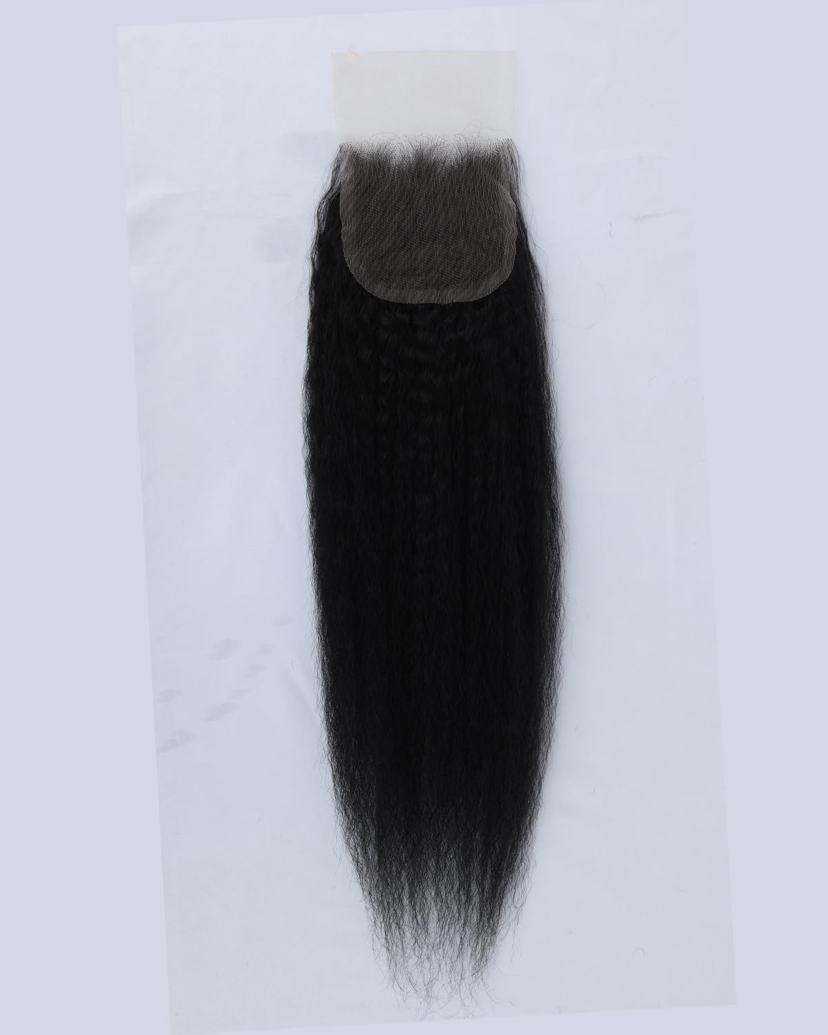Kerriana 20 Inch Lace Closure Human Hair Kinky Straight Transparent Yaki 4 by 4 Closure For Women Natural Black Color