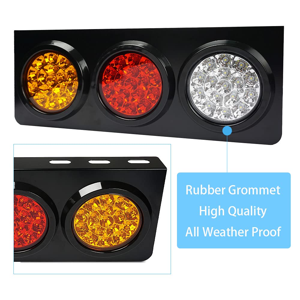 auovo LED Truck/Trailer Tail Lights with Iron Bracket Base - Waterproof DC12-24V 48-LED Tail Light Bar for Turn/Signal/Running Lamps Fits any Truck/RV/Camper/Trailer etc(2 PCS)