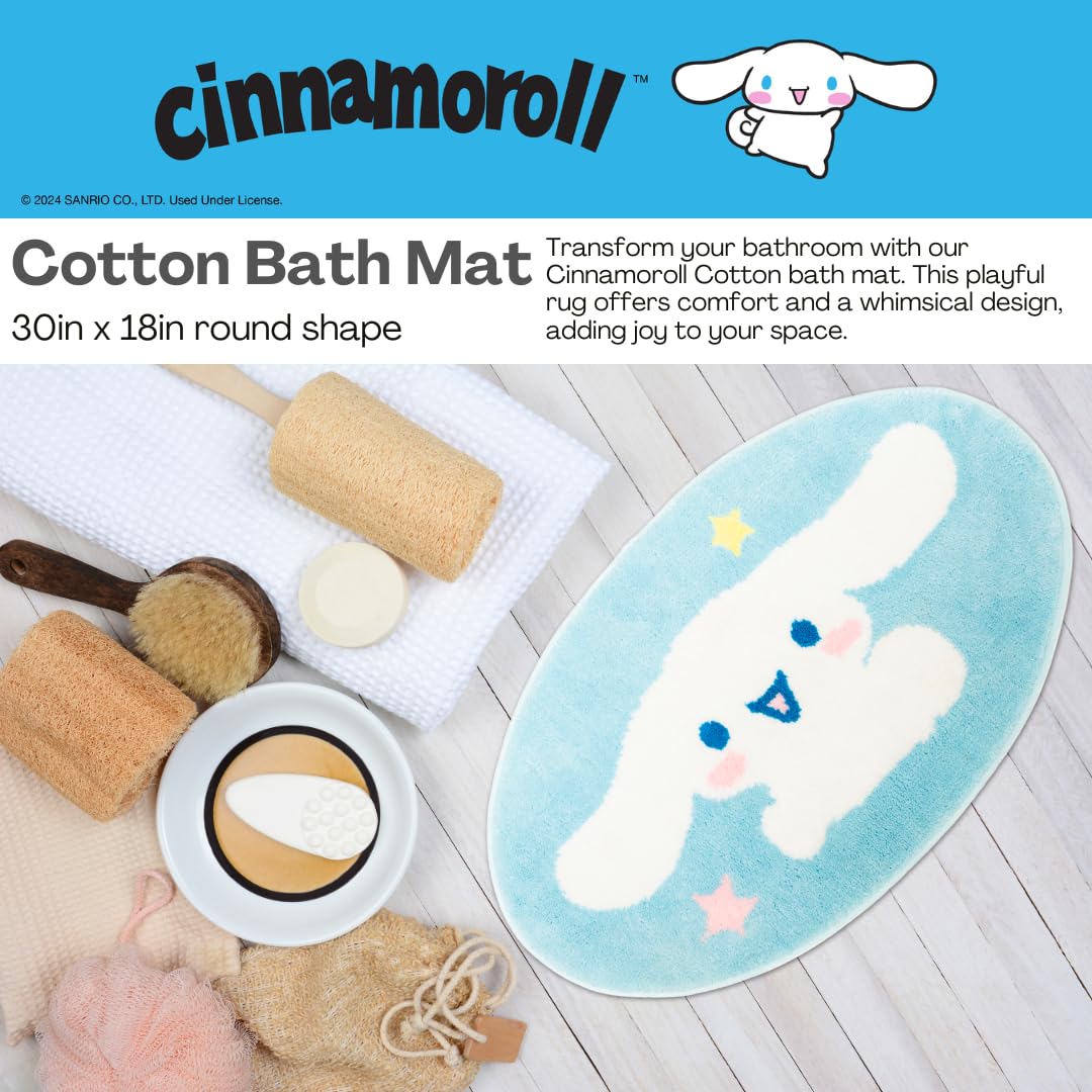 Collectibles Cinnamoroll Cotton Non Slip Plush Bathroom Mat Rug (Officially Licensed Product) by Franco
