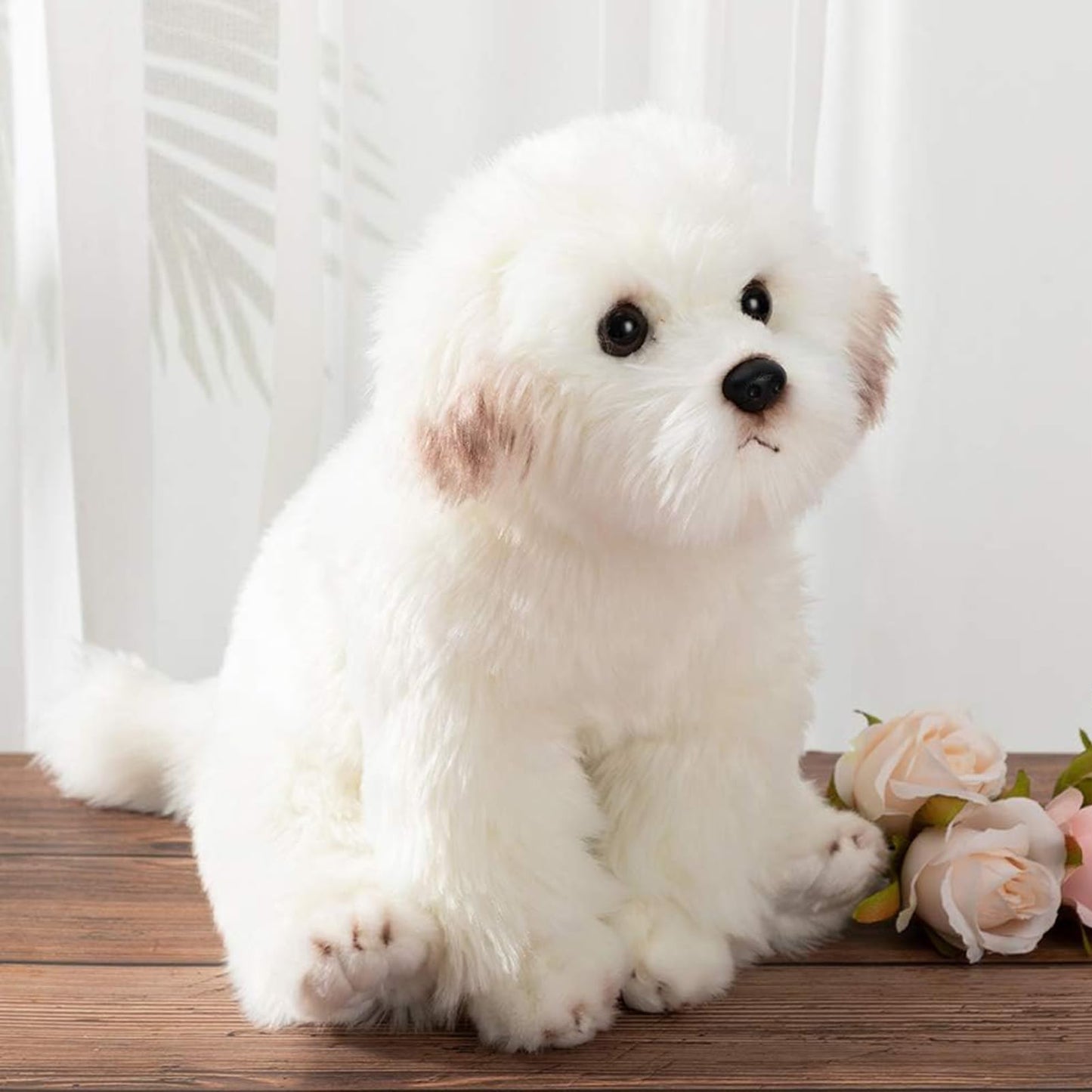 HollyHOME Maltese Stuffed Animal Realistic Maltese Dog Plush Toy Pet Gift for Kids 13 inches