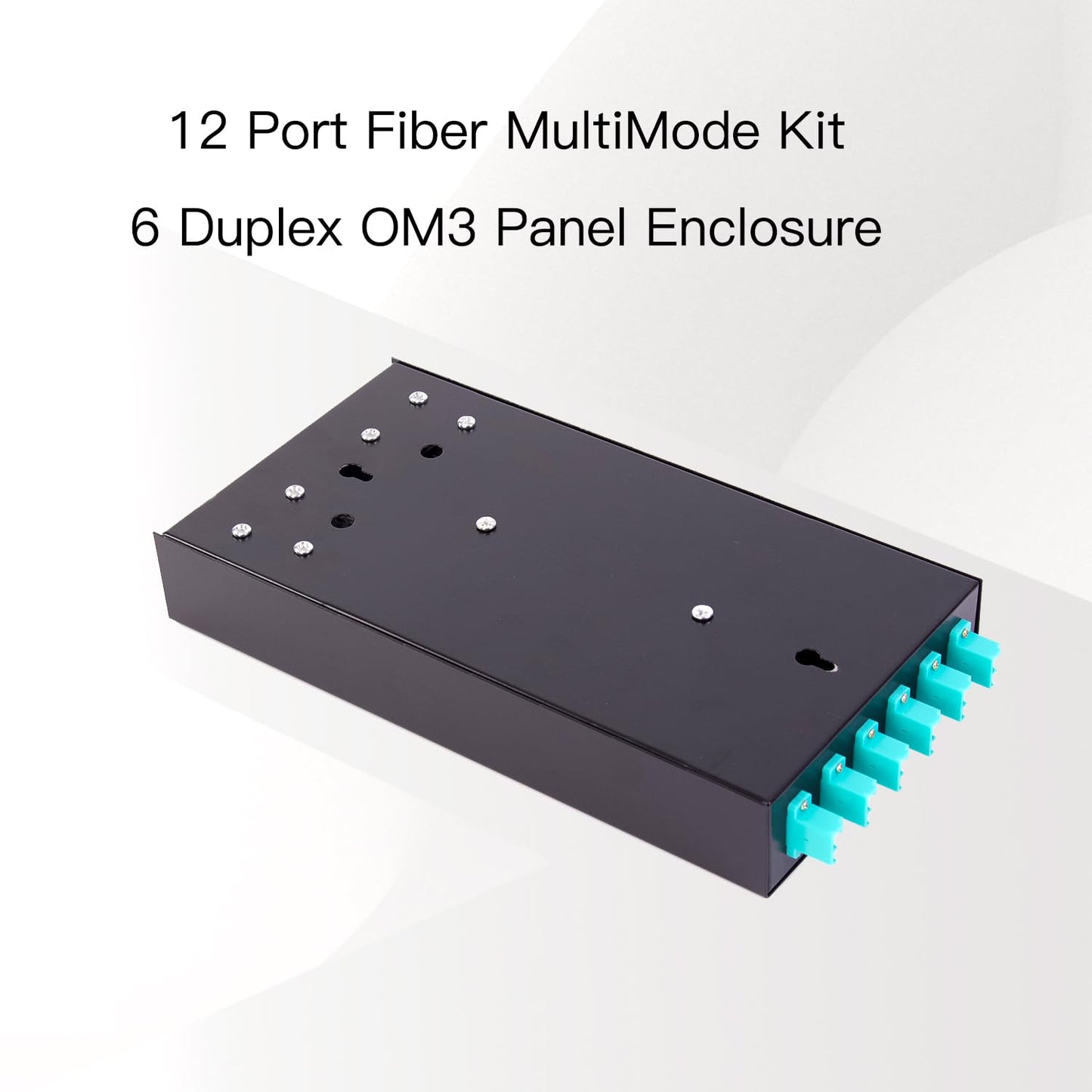 GESD LC-MM 6Port OM3 Box Cables 12 Port Wall Mount Fiber Enclosure with Spool OM3 Multimode LC-UPC Kit (Includes 1 Meter 12 Strand LC-UPC OM3 Pigtail and 6 Port Duplex OM3 LGX Loaded Panel, Black