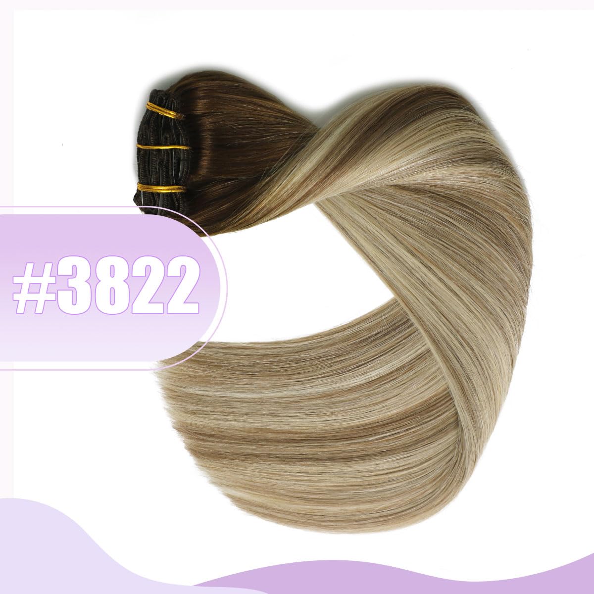 Sindra Human Hair Clip in Extensions Balayage Darker Brown to Ash Brown and Golden Blonde Clip in Hair Extensions Human Hair 20 Inch 120g 6pcs Thick Remy Human Hair Extensions C20#3/8/22