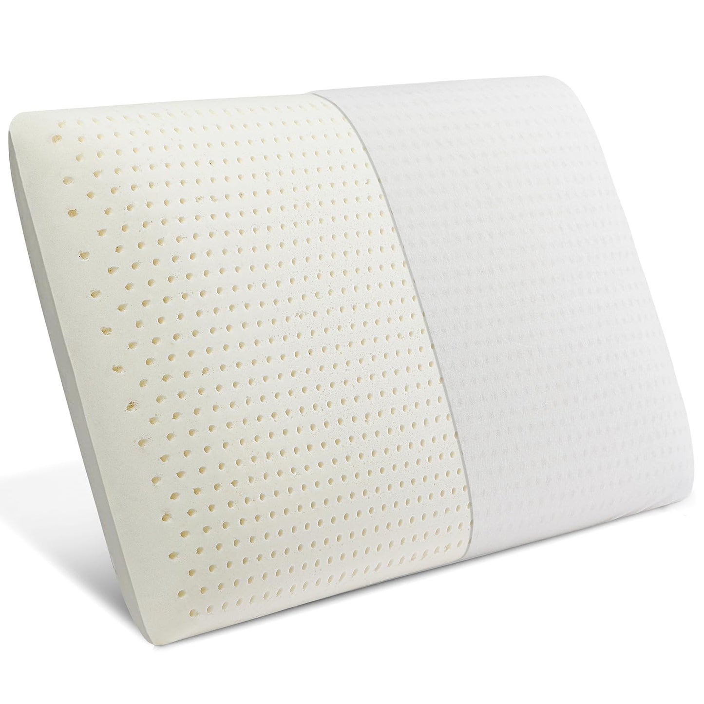 JOTOM Latex Pillow, 100% Talalay Natural Latex Foam Pillow, Soft Sleeping Bed Pillows with Cotton Cover, Queen Size, Perfect for Side/Back Pain, Stomach, Neck, Stress Relief