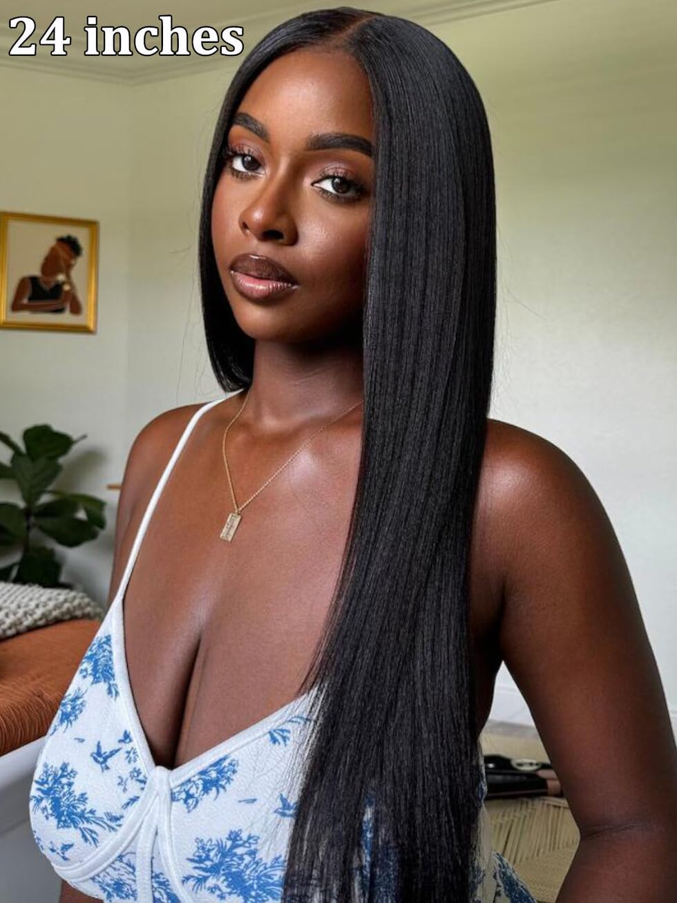 UNICE EasiContour V Part Wigs Human Hair Yaki Straight Glueless Clip in Vpart Wig Magic Leave Out Upgrade U Part Human Hair Wig Ready to Go Wig Beginner Friendly Natural Color 150% Density 18 Inch
