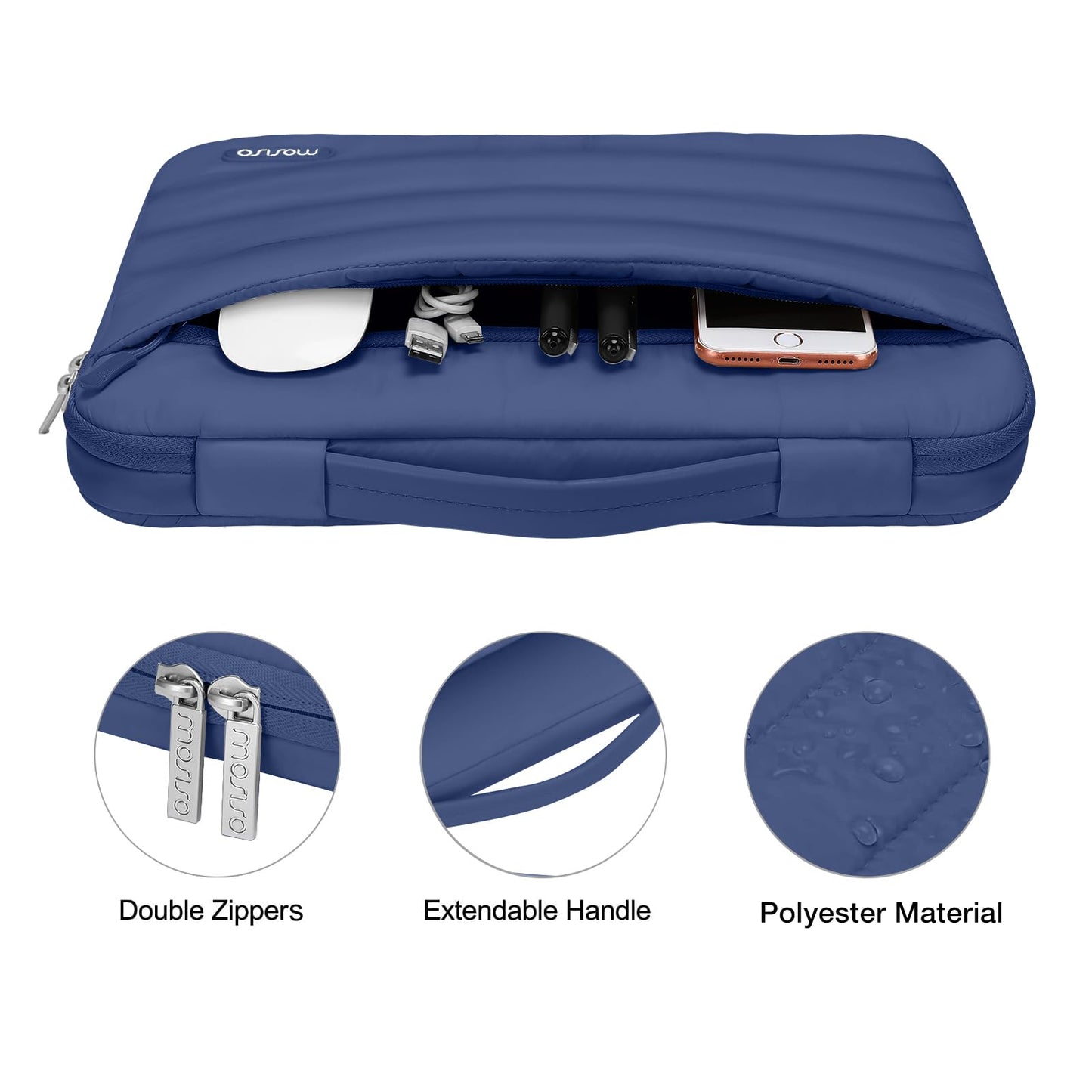 MOSISO Compatible with MacBook Air 13 inch Case M5 2026 M4 2025 M3 M2 2024-2022 A3449 A3240 A3113 A2681, Hard Case&Puffy Bag&Keyboard Cover&Webcam Cover&ScreenFilm for MacBook Air 13.6, Midnight