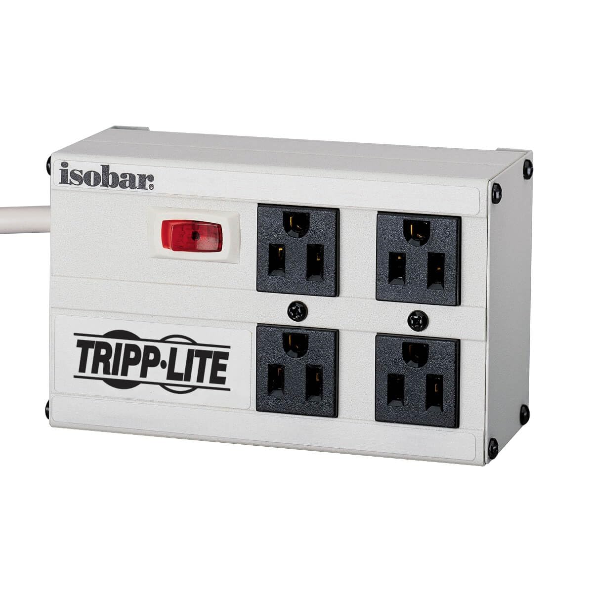 Tripp Lite IBAR4-6D Premium Isobar 4-Outlet Surge Protector Power Strip, 6ft. Cord, Right Angle Plug, 3330 Joules, Metal Housing, Lifetime Manufacturer's Warranty & $50,000 Insurance