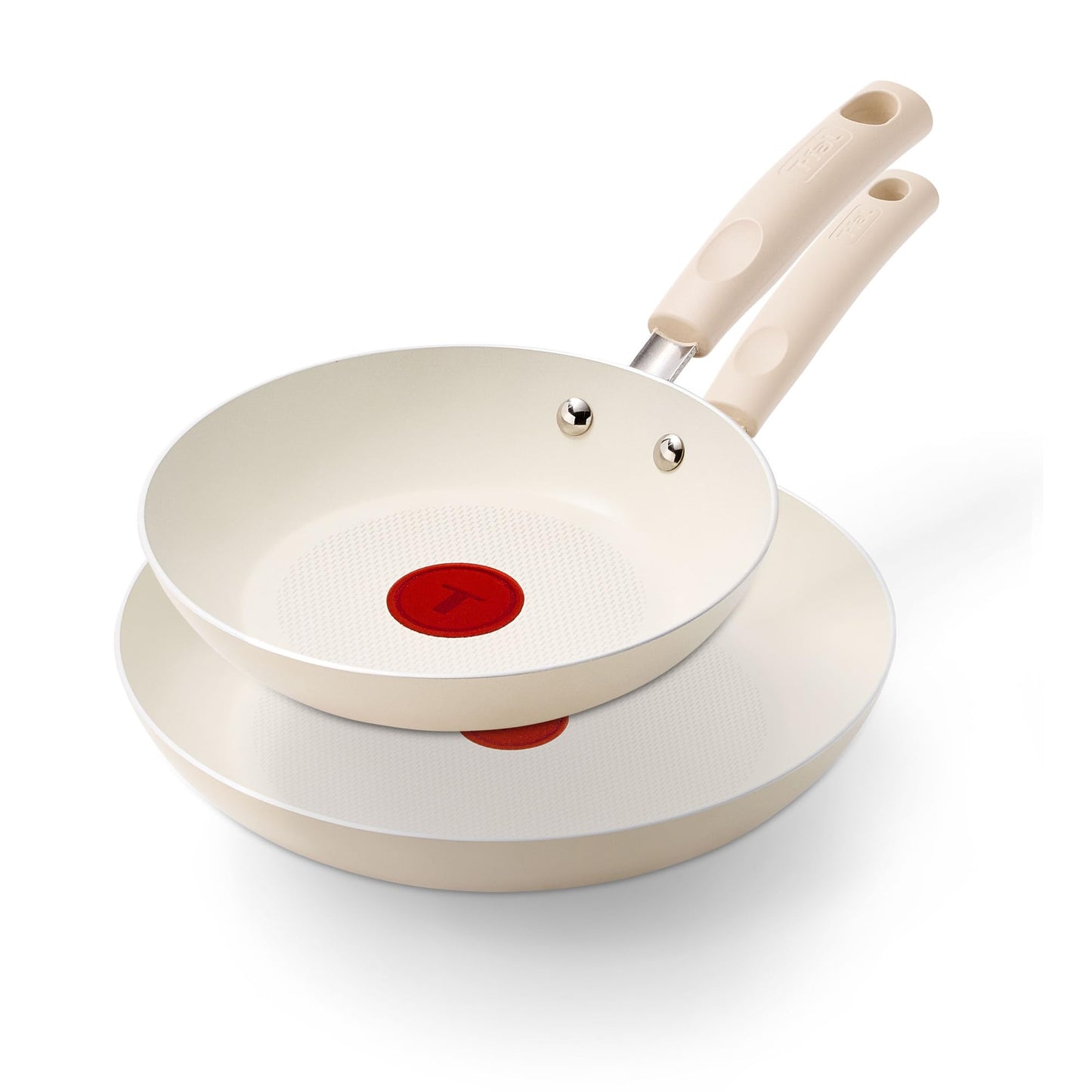 T-Fal Signature Nonstick 8” & 10” Frying Pan Skillet Set, Dishwasher Safe, Oven Safe to 350°F, Pots and Pans Set, Non Stick Chef- Pan, Cream