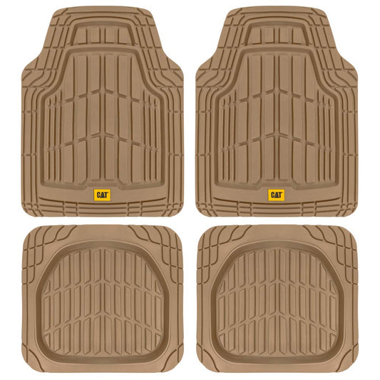 Cat® ToughRide™ Heavy-Duty 3 Piece Rubber All Season Floor Mats for Car Truck Van SUV, Black - Premium Trim to Fit Cars Floor Mat, All Weather Deep Dish Automotive Floor Mats, Total Dirt Protection