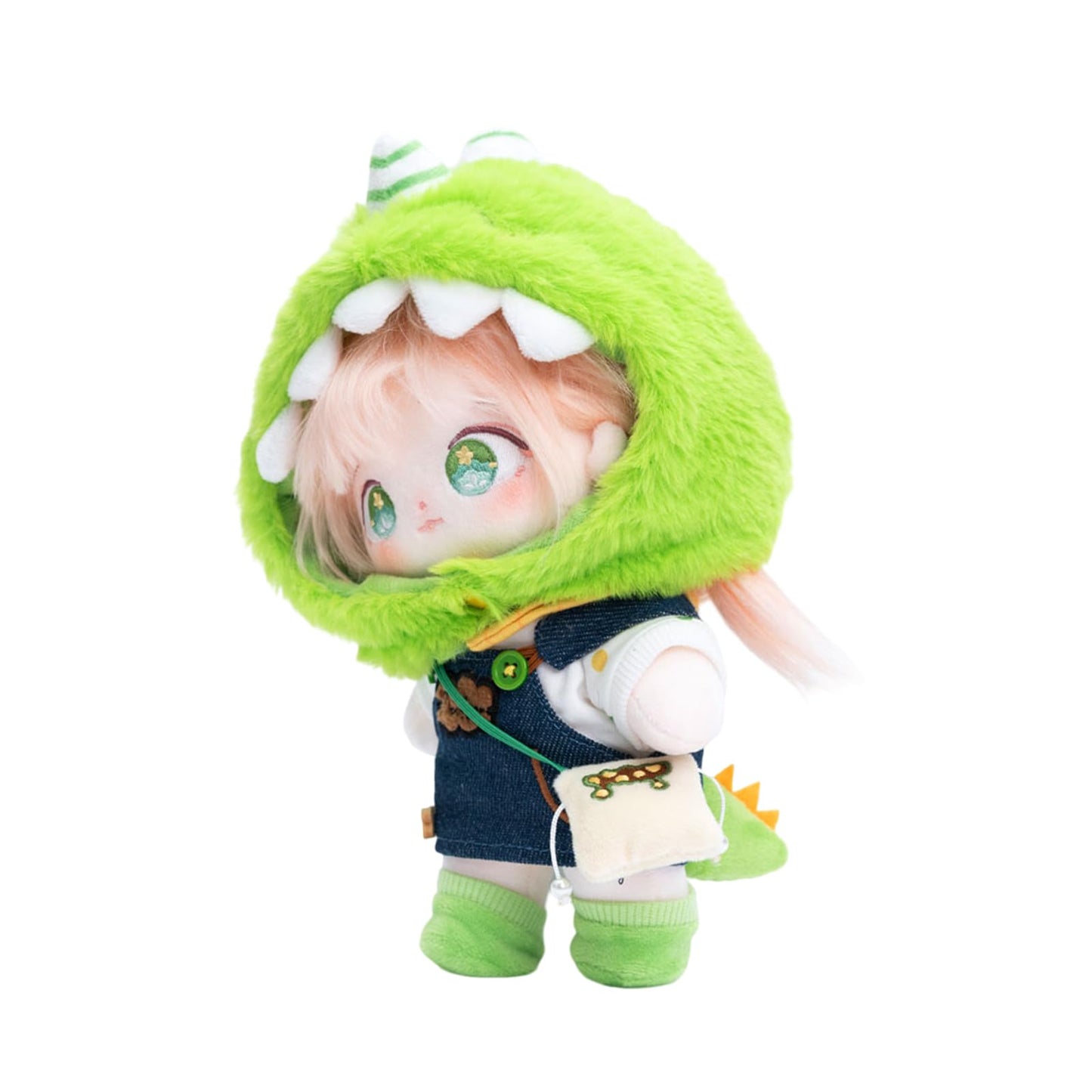 CALEMBOU 20cm Plush Doll, Cute Soft Stuffed Dress up Doll with Skeleton, Kawaii Plush Toys for Birthday with Clothes (Taoyaoyao + Dinosaur Exodus Set)