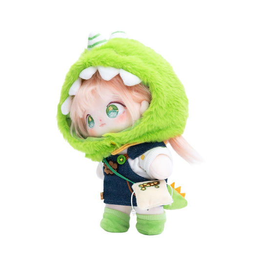 CALEMBOU 20cm Plush Doll, Cute Soft Stuffed Dress up Doll with Skeleton, Kawaii Plush Toys for Birthday with Clothes (Taoyaoyao + Dinosaur Exodus Set)