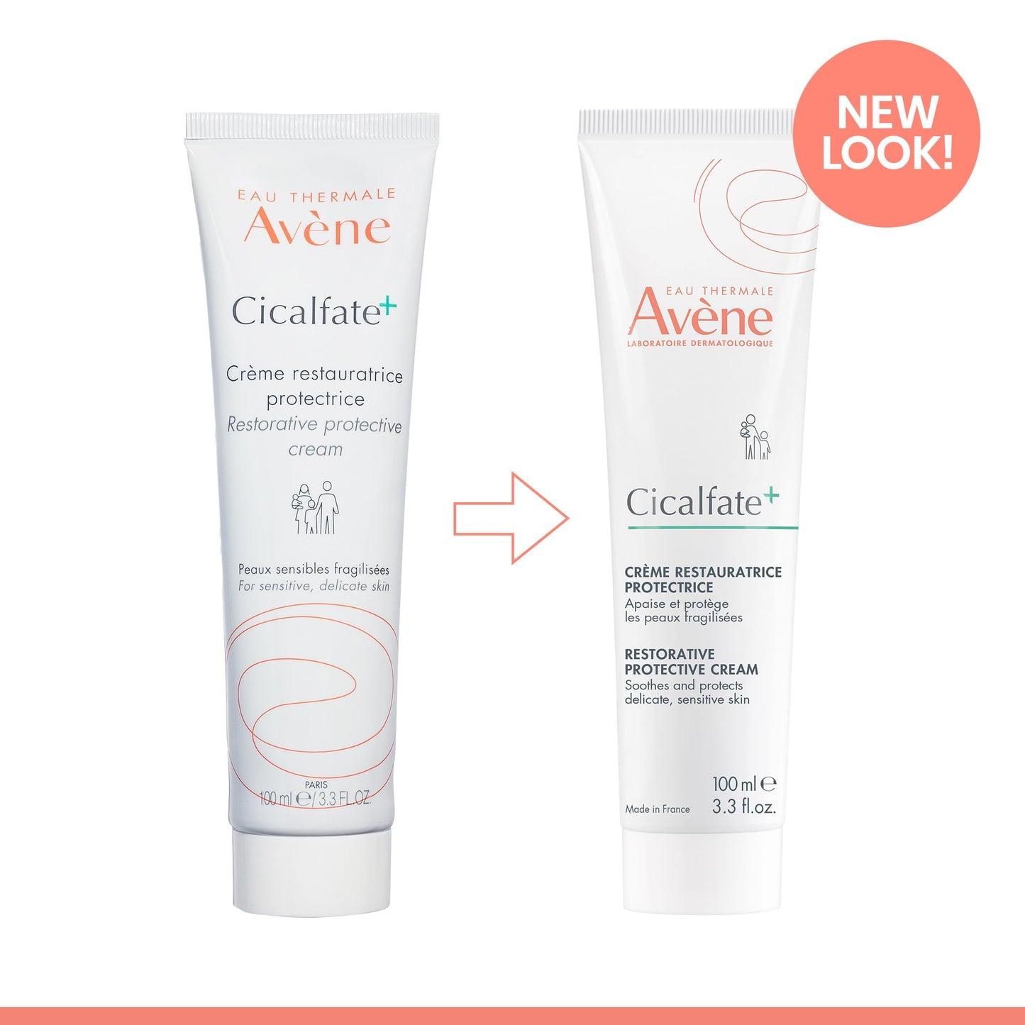 Avene Cicalfate+ Restorative Protective Cream, postbiotic skincare for sensitive skin, helps restore skin barrier, face and body, safe for infants, children and adults, 3.3 Fl Oz