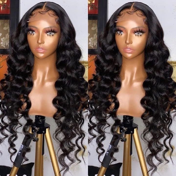 NKTU Deep Wave Lace Front Wigs Human Hair 200 Density Glueless Wigs for Women 13x4 HD Transparent Lace Front Wigs Pre Plucked with Baby Hair (22 Inch, Deep Wave Wigs)