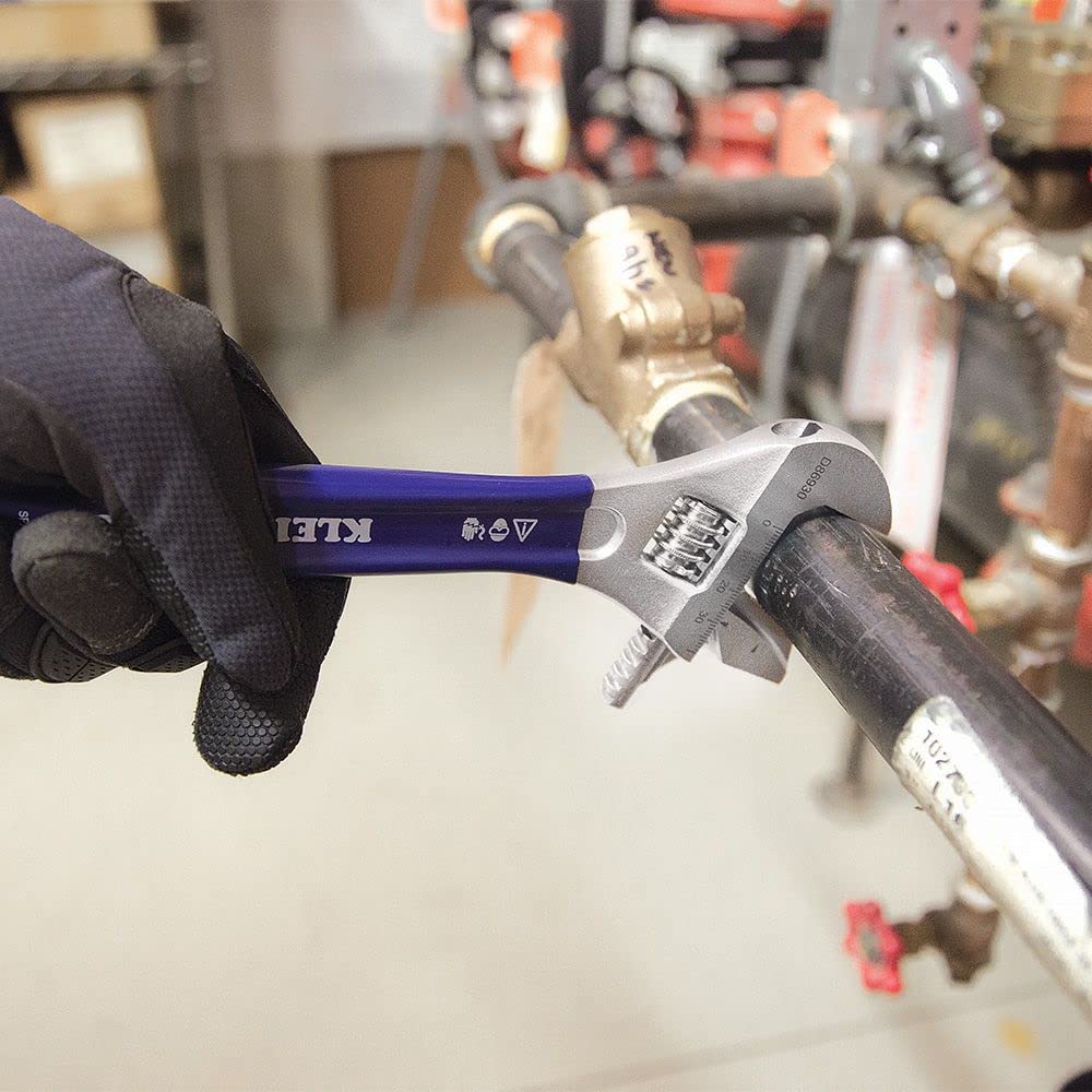 Klein Tools D86930 Reversible Pipe Wrench/Adjustable Wrench with 2-in-1 Extra-Wide 1-1/2 -inch Jaw, 10-inch
