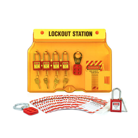 Boviisky Lockout Tagout Station with 5 Safety Padlocks, 2 Hasps,25 Lockout Tags, 25 Nylon Ties,Loto Station for 4 Safety Padlocks, 7052