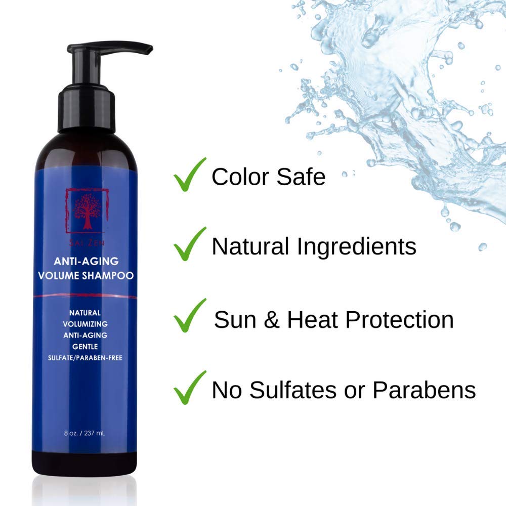 Sai Zen Anti-Aging Volume Shampoo | Anti-Thinning and Volumizing Formula | Made in USA | Sulfate and Paraben Free | All Hair Types, 8 oz.