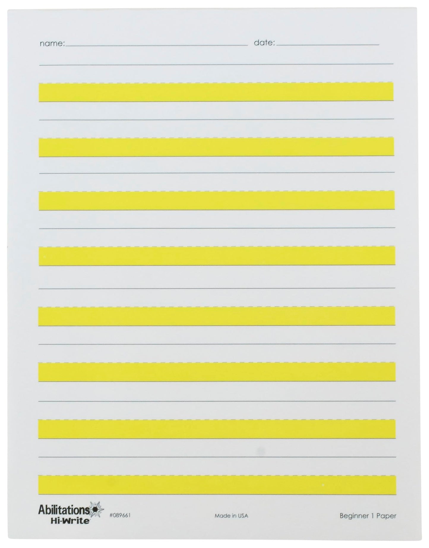 Abilitations 089661 Hi-Write Beginner Paper, Level 1, Pack of 100, Yellow/White