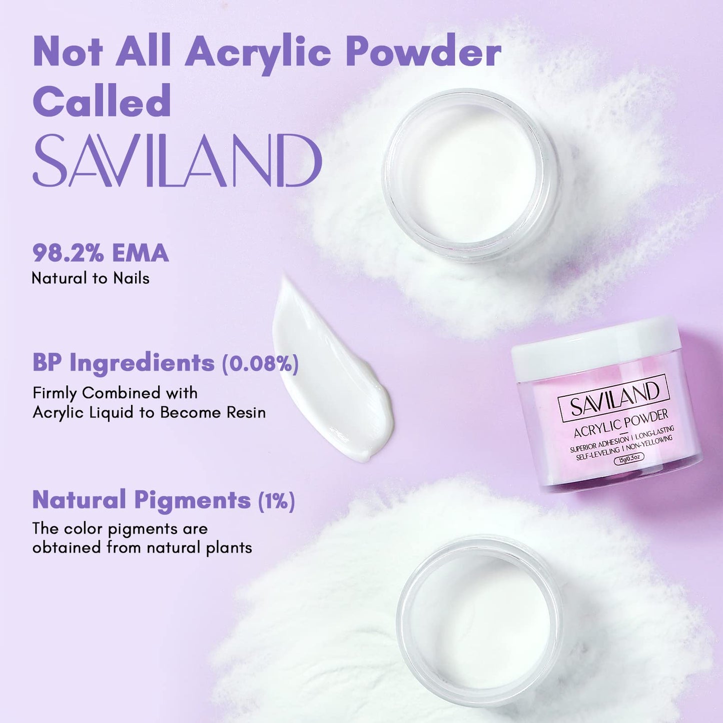 SAVILAND Acrylic Nail Kit with Nail Tips - 3 Colors Acrylic Powder Liquid Set 100pcs Half Cover False Nail Tips Acid-free Primer Top Coat Acrylic Nail Kit Set for Beginners DIY Nail Art Extension