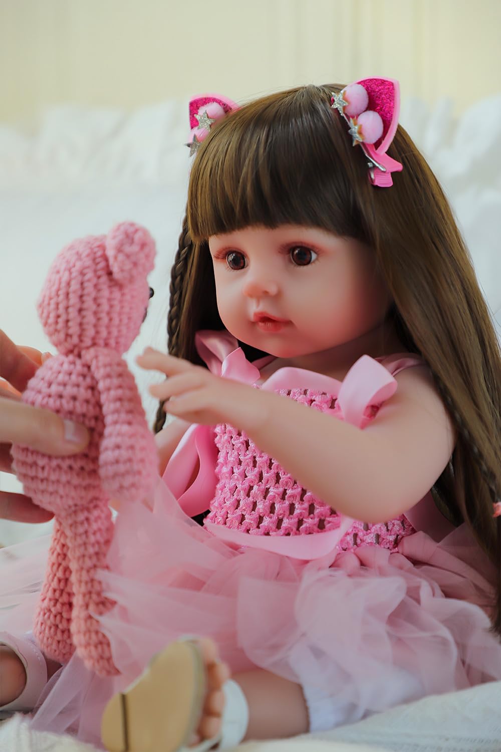 SCOM Lifelike Reborn Dolls Girl -20 Inch Realistic Baby Doll Newborn Baby Dolls，Lifelike Baby Doll Silicone Toddler Clothes Gift Set for Age 3+