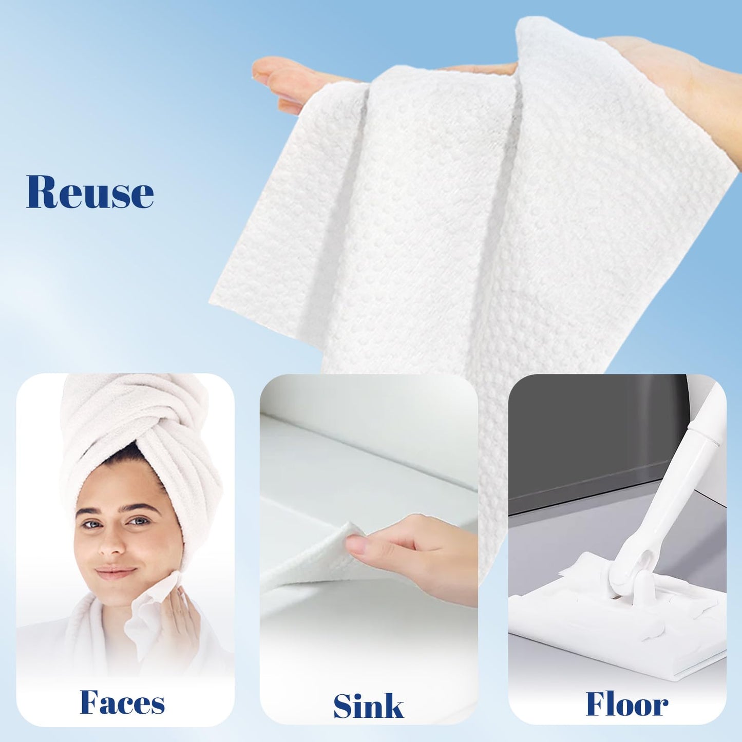 ITO Disposable Face Towel, 70 Count Ultra-Soft 1-Second Quick-Dry Face Towels, Gentle for Sensitive Dry Oily Skin, Facial Tissue for Daily Cleansing Makeup Removal (Pack of 3)