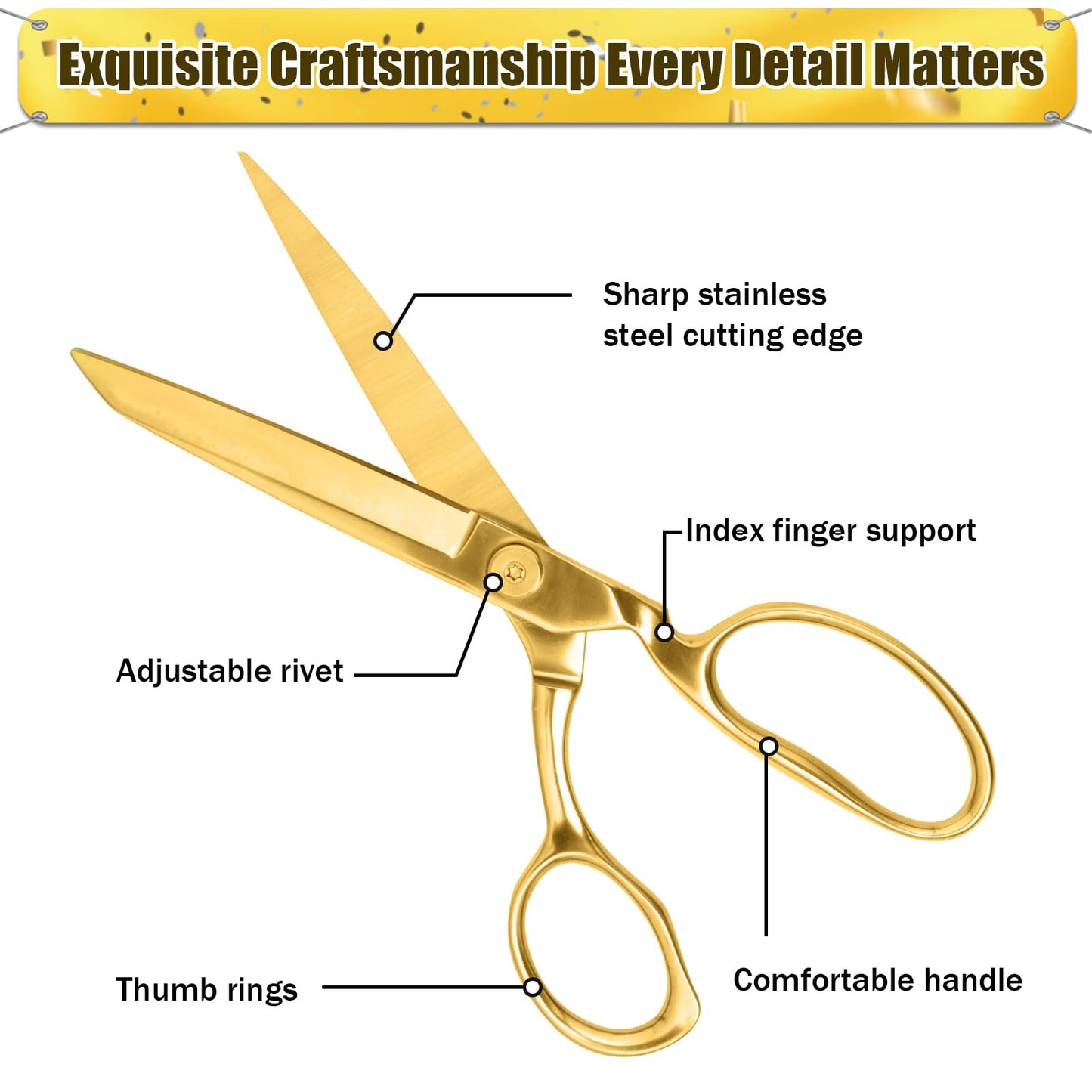 Grand Opening Ribbon-Cutting Ceremony Kit – Includes Gold Scissors, Flower Ball, Red Ribbon & White Gloves,Suitable for all ribbon-cutting and inauguration ceremonies (Mirror Polished Handle)