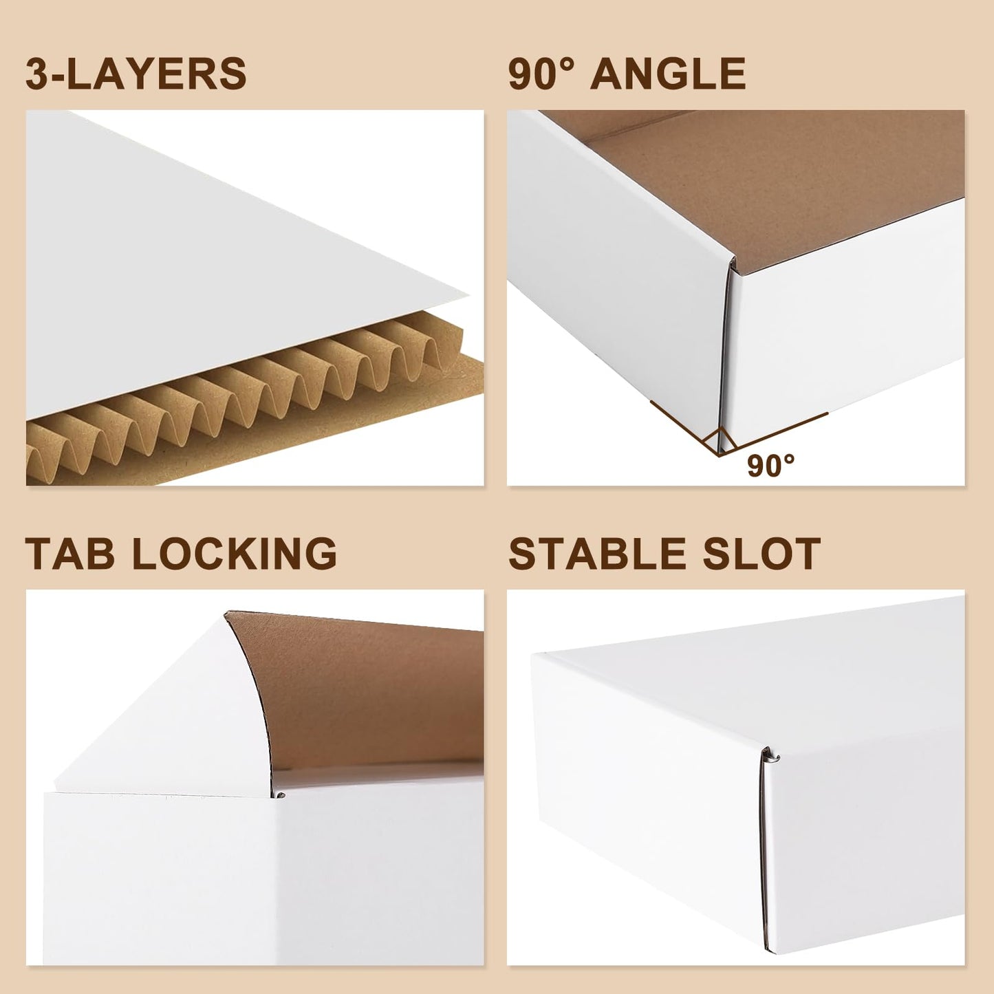Hguba 12x9x4 Inches Shipping Boxes Set of 25, White Corrugated Cardboard Boxes, Mailer Boxes for Small Business