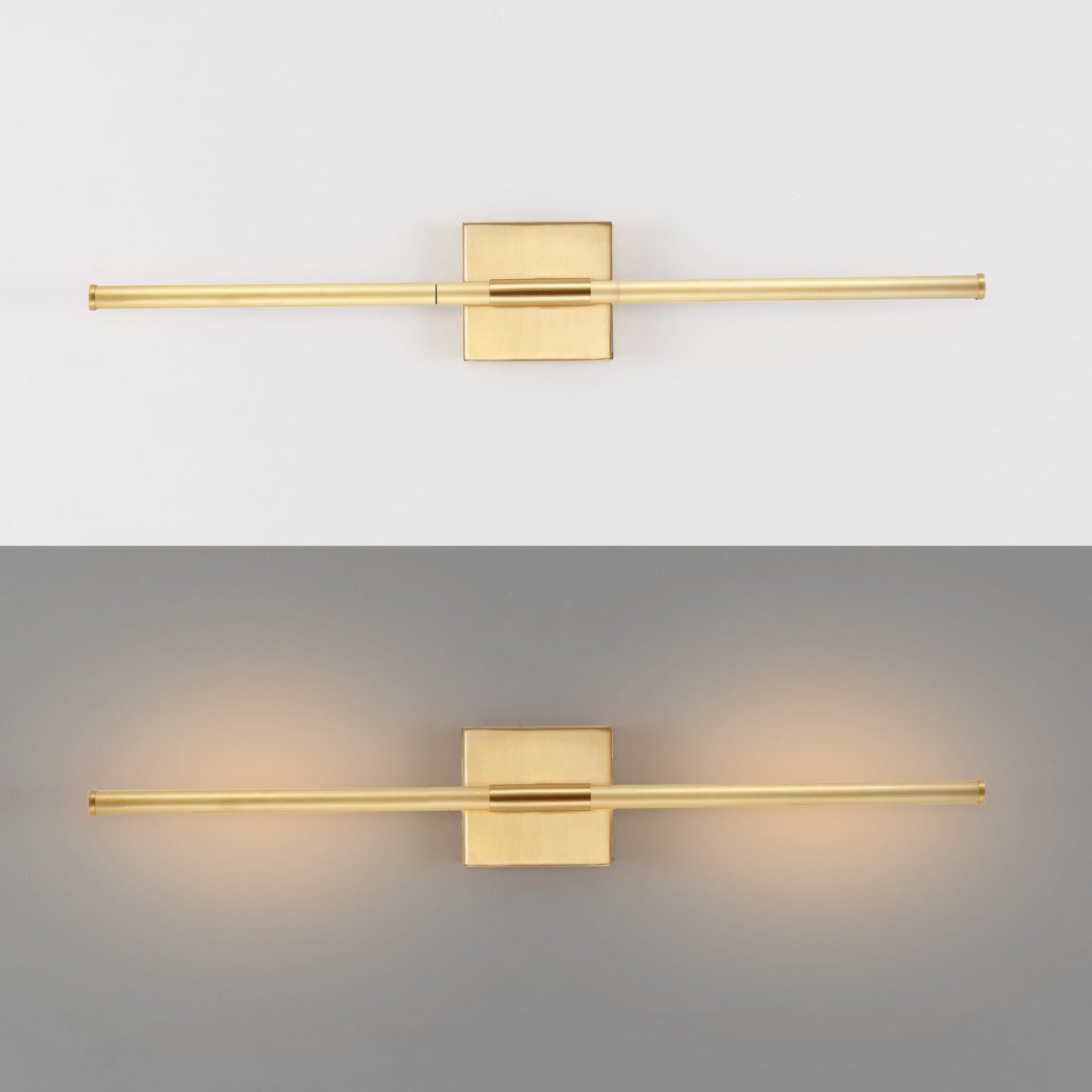JONATHAN Y JYL7022B Makena 28" Dimmable Integrated LED Modern Metal Wall Sconce Contemporary Minimal 3000K 10W Bulbs Entryway Lobby Bathroom Bedroom Living Room, Gold