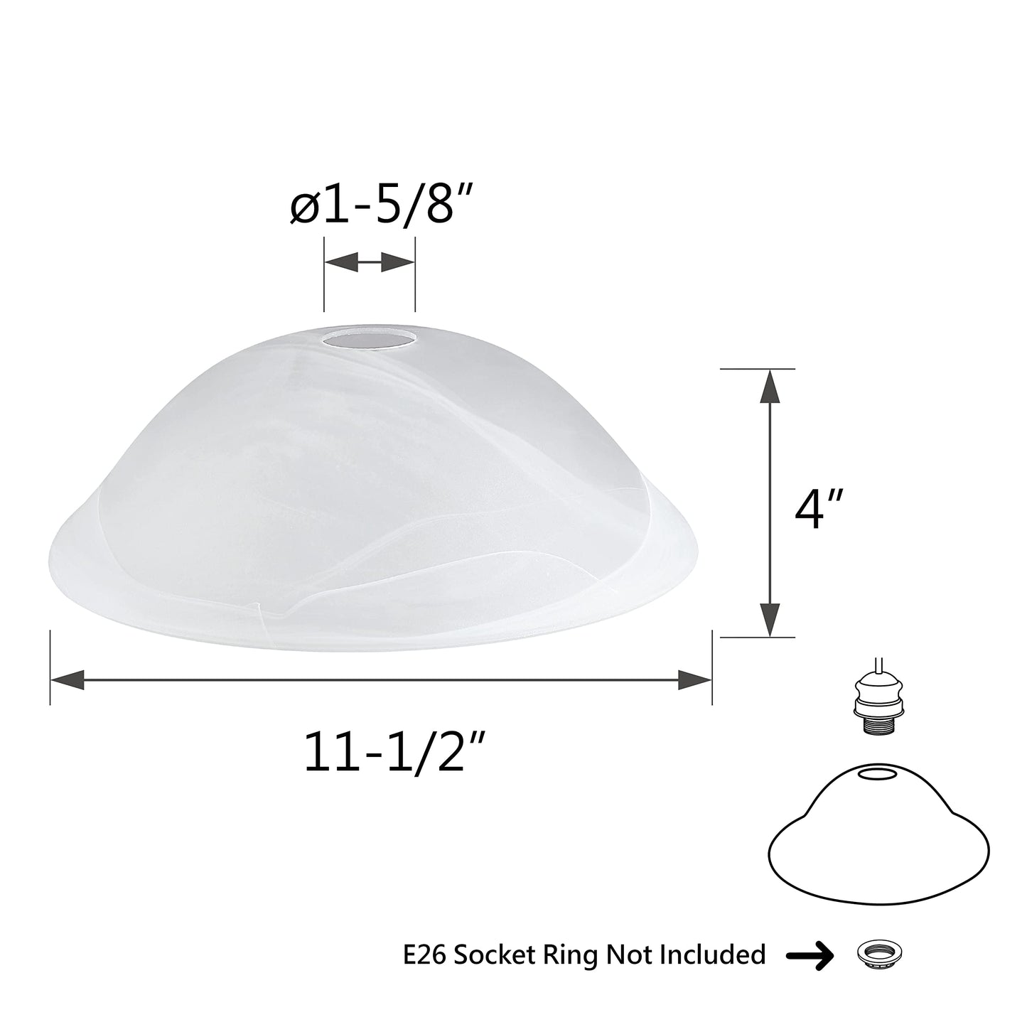 Aspen Creative 23147-11A Replacement Alabaster Glass Shade for Medium Base Socket Torchiere Lamp, Swag Lamp, Pendant, 1 Light Wall Sconce & Island Fixture, 11-1/2" Diameter x 4" High, 1 Pack
