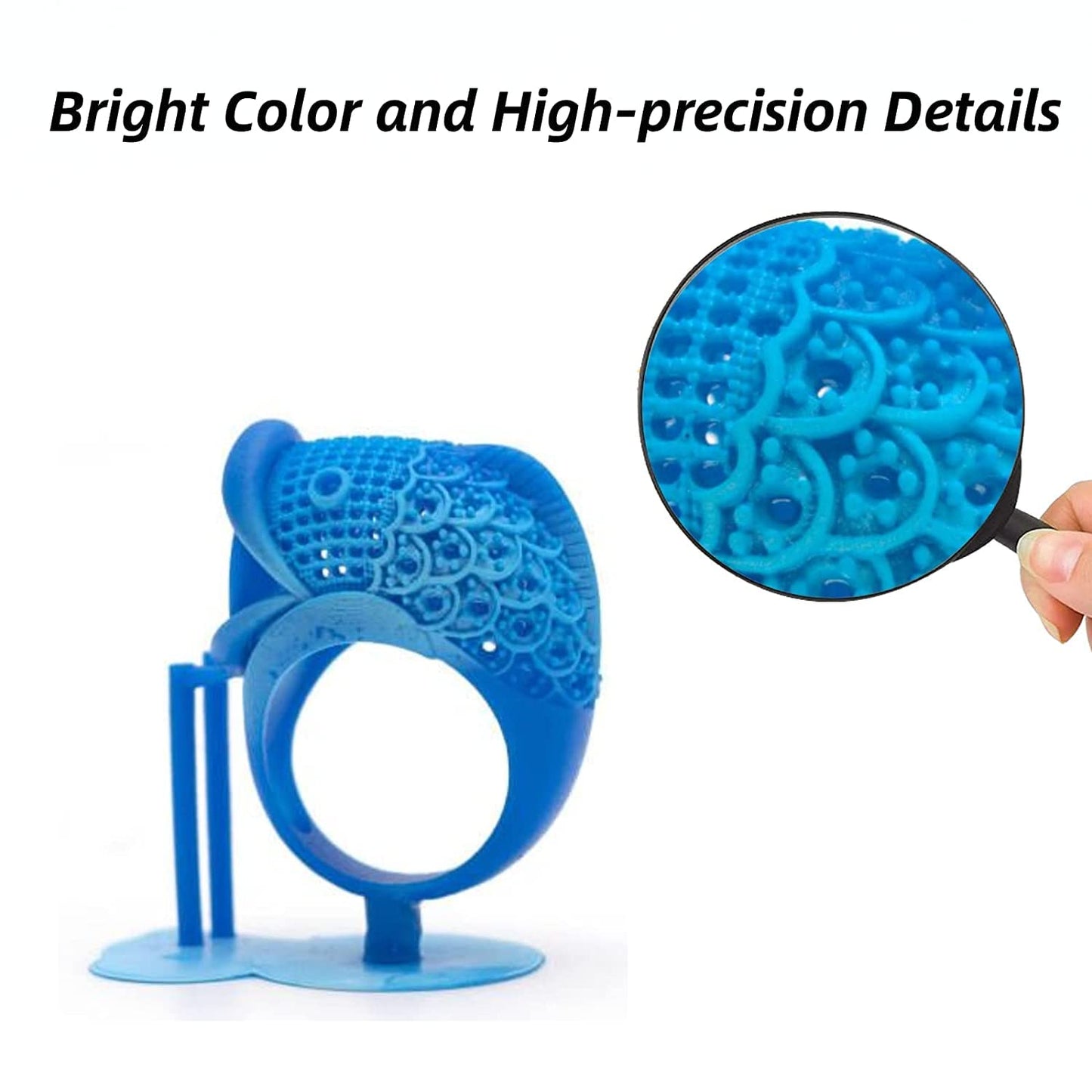Siraya Tech Cast 3D Printer Resin Easier to Burn and Print Clean Burnout Great Smooth Surface High Resolution Castable 405nm UV-Curing Resin for Thicker Designs and Metal Parts (True Blue, 1kg)