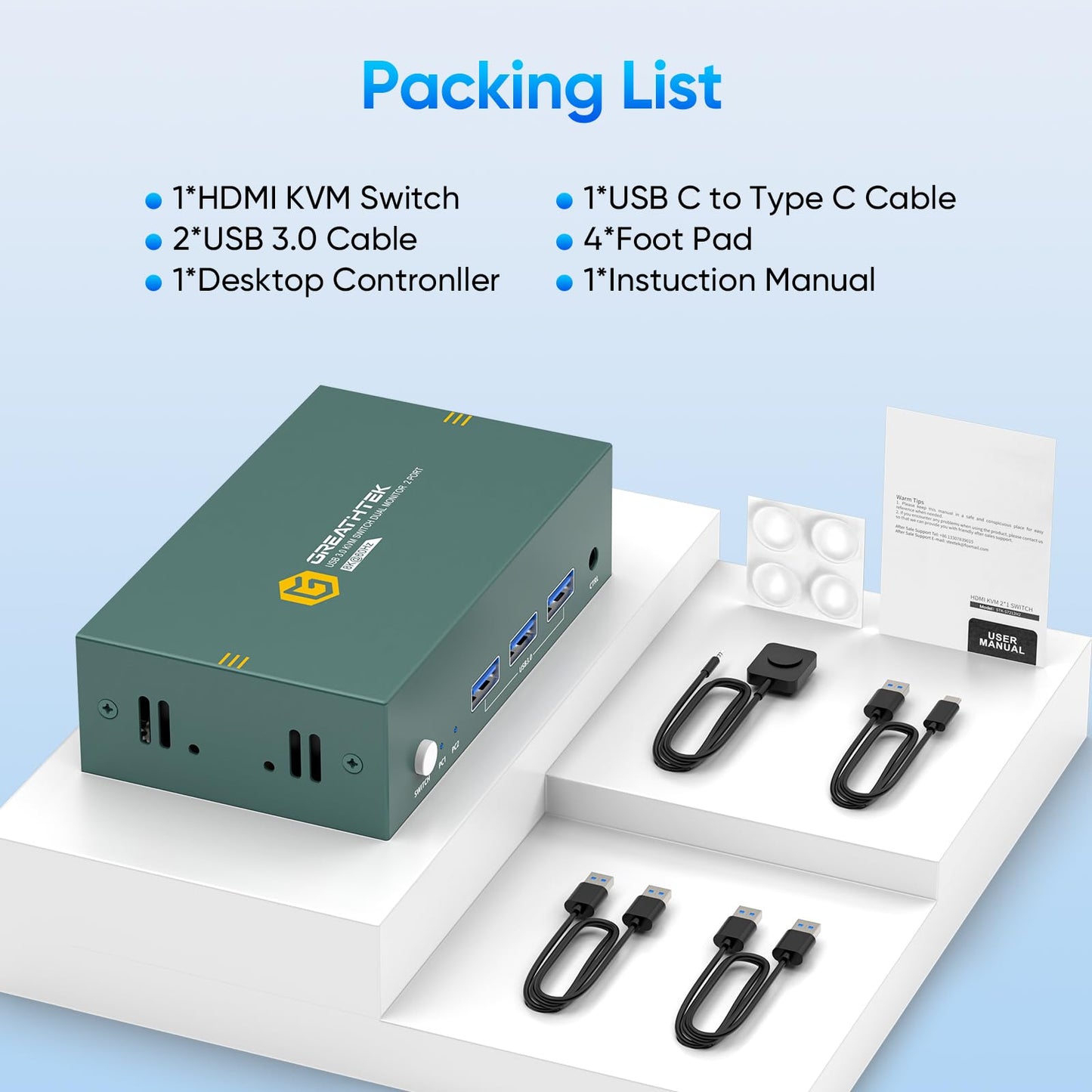 8K KVM Switch 2 Monitors 2 Computers HDMI Support 8K@60Hz 4K@144Hz, KVM Switch Dual Monitor with 3 USB 3.0 Ports Sharing Keyboard and Mouse Printer/Scanner, Desktop Controller