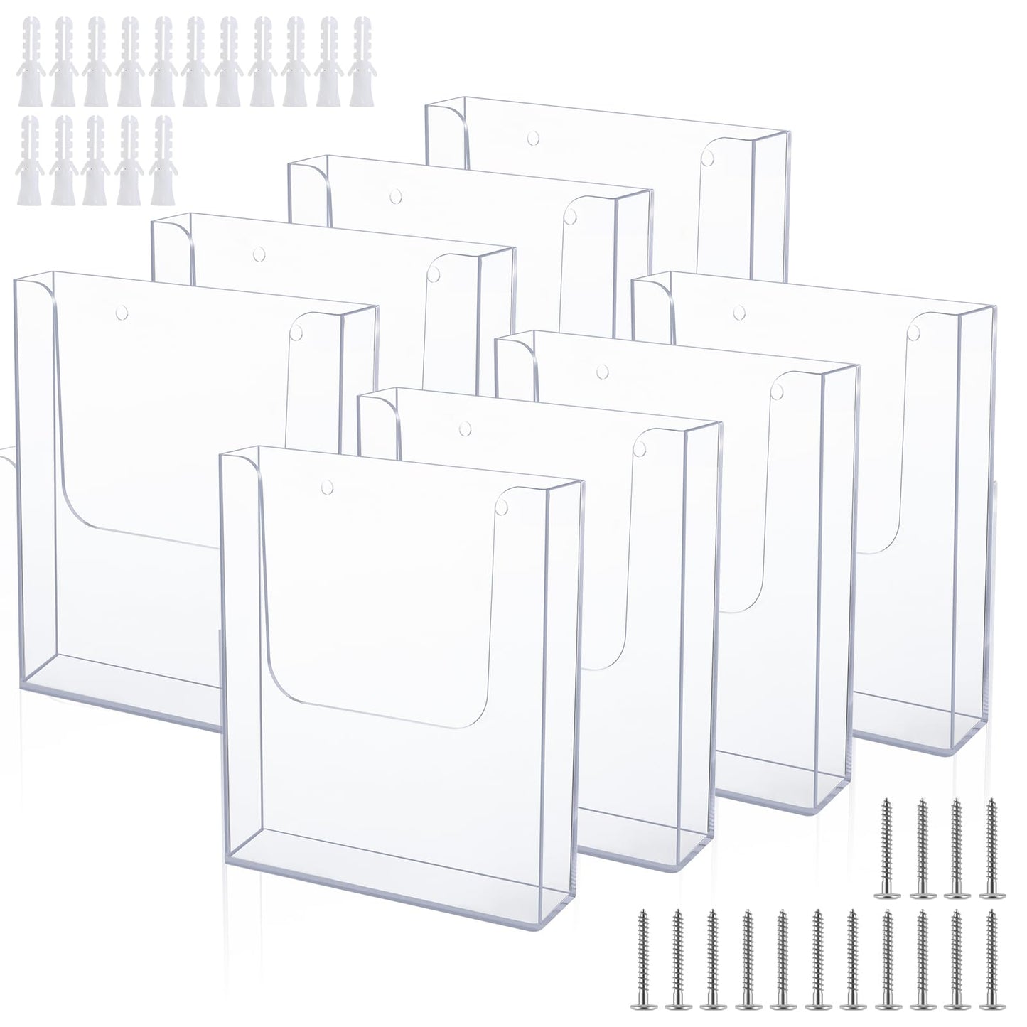 Ripeng 8 Pack Brochure Holder Wall Mount 8.5 x 11 Inch Clear Flyer Stand Acrylic Magazine Booklet Display Stand Plastic File Mail Literature Pamphlet Holder for Paper Organizer Rack Display
