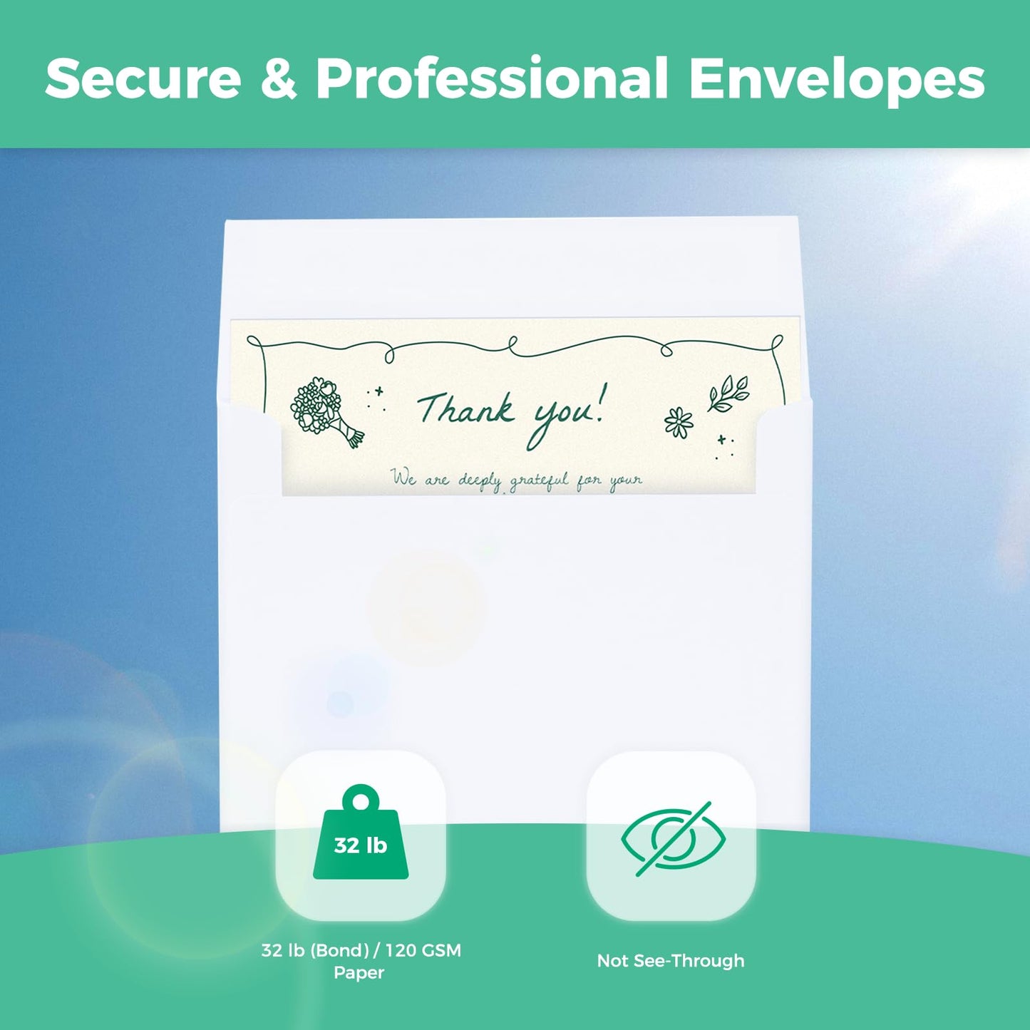 Ohuhu Blank White Cards and Envelopes 200 Pack - 4.25" x 5.5" Heavyweight Folded Cardstock and A2 Envelopes for DIY Greeting Cards Wedding Birthday Invitations Baby Shower Thank You Cards and More