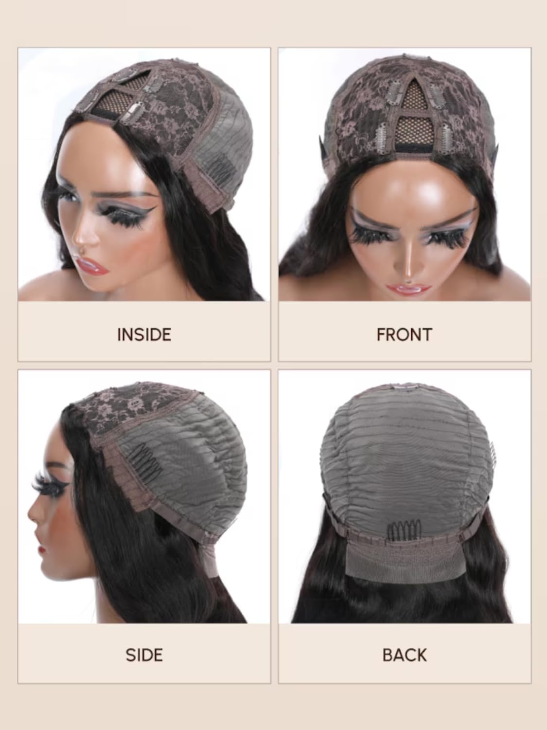 UNICE EasiContour V Part Wigs Human Hair Body Wave Upgrade Glueless U Part Human Hair Wig Chestnut Brown Ombre No Leave Out No Gel Beginner Friendly Clip in Vpart Wig 150% Density 16 Inch