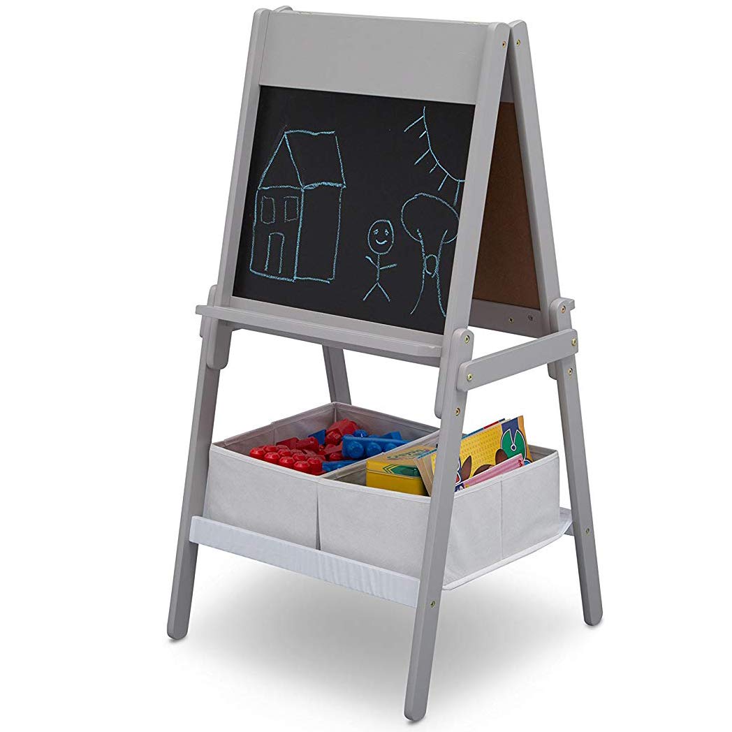 Delta Children My Size Double-Sided Storage Easel, Grey