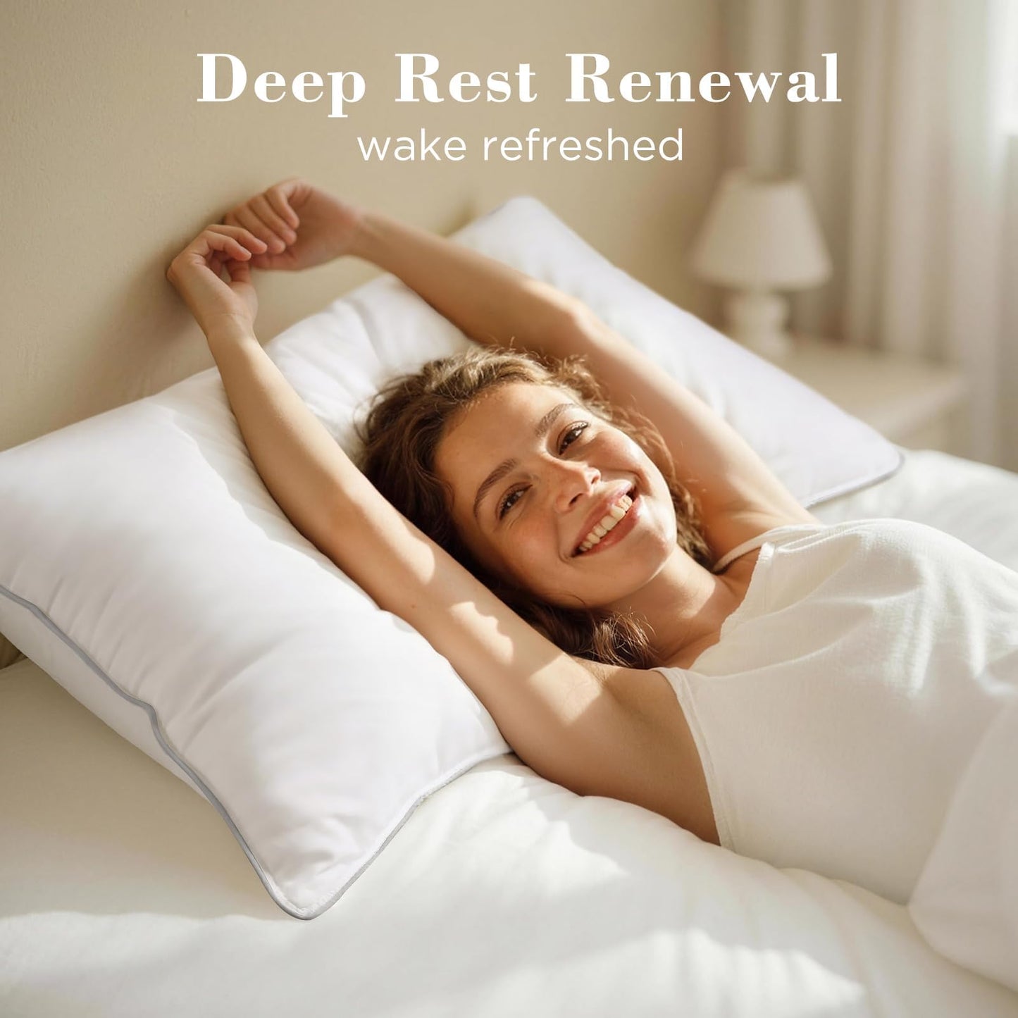 viewstar Bed Pillows Queen/Standard Size Set of 2, Hotel Collection, Down Alternative Firm Pillow for Side, Back or Stomach Sleepers, White