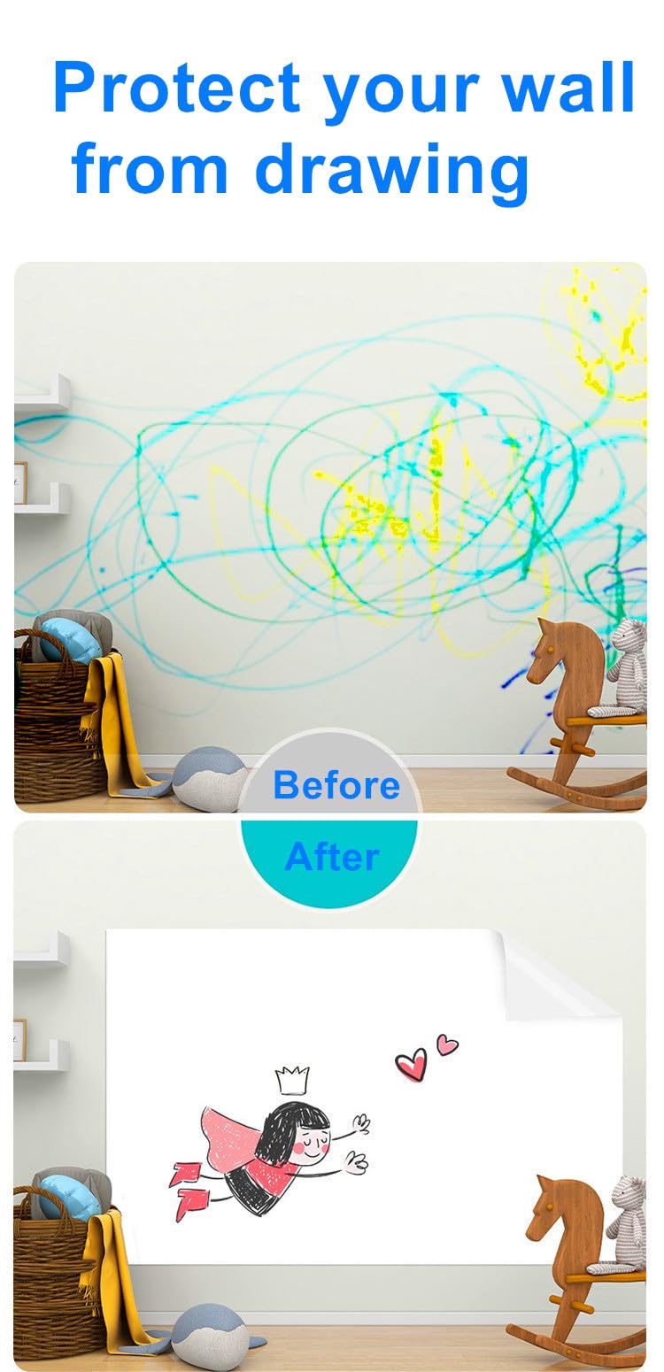 48" × 79" Stick and Peel Dry Erase Whiteboard Wall Sticker, Bonus Marker(48×79 Inches)