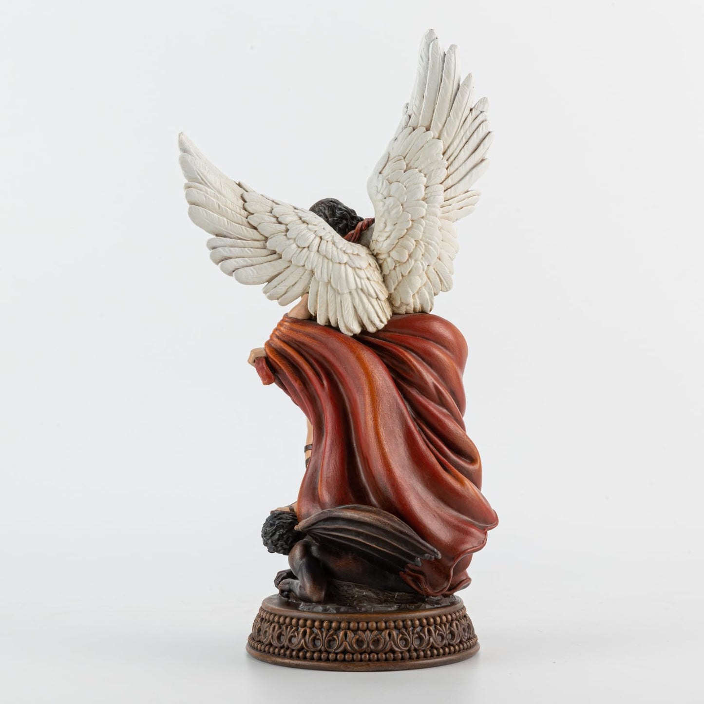 DevotedWalls St Michael The Archangel Painted in Full Color,12" H San Miguel The Great Protector Archangel Statue with Wings,St. Archangel Michael Defecting with Satan on Base with Name Plate