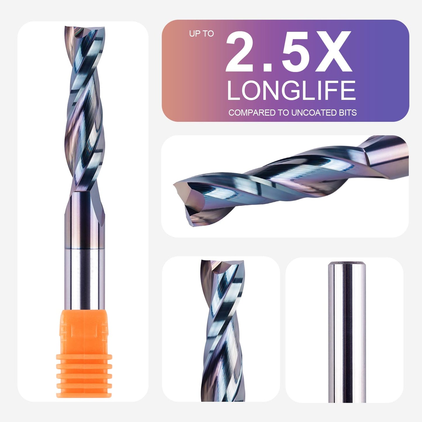 SpeTool Spiral Upcut Router Bit 1/2 Inch Shank with Extra Long Life Coating, Carbide CNC Router Bits End Mill for Wood Mortises Carving Engraving