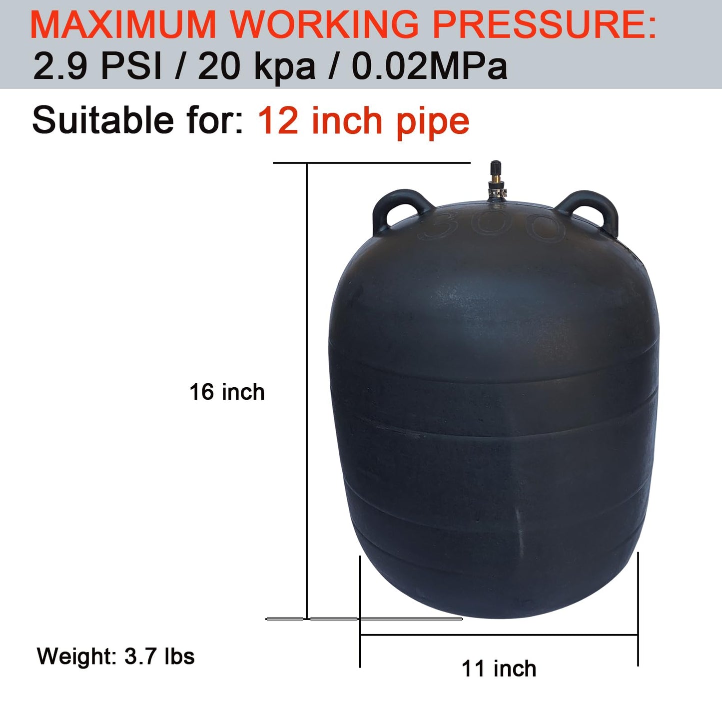 ROLING Inflatable Pipe Plug Balloon Plug,Pipe Pressure Test Plug,Plumbing Test Ball,Sewer Test Plug. (12 inch)