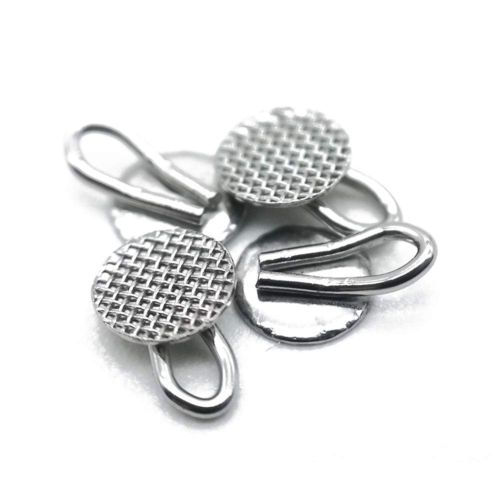 Dental Orthodontic Braces Bondable Lingual Buttons With Traction Hooks,10pcs/Pack, Mesh Base (5 Packs)