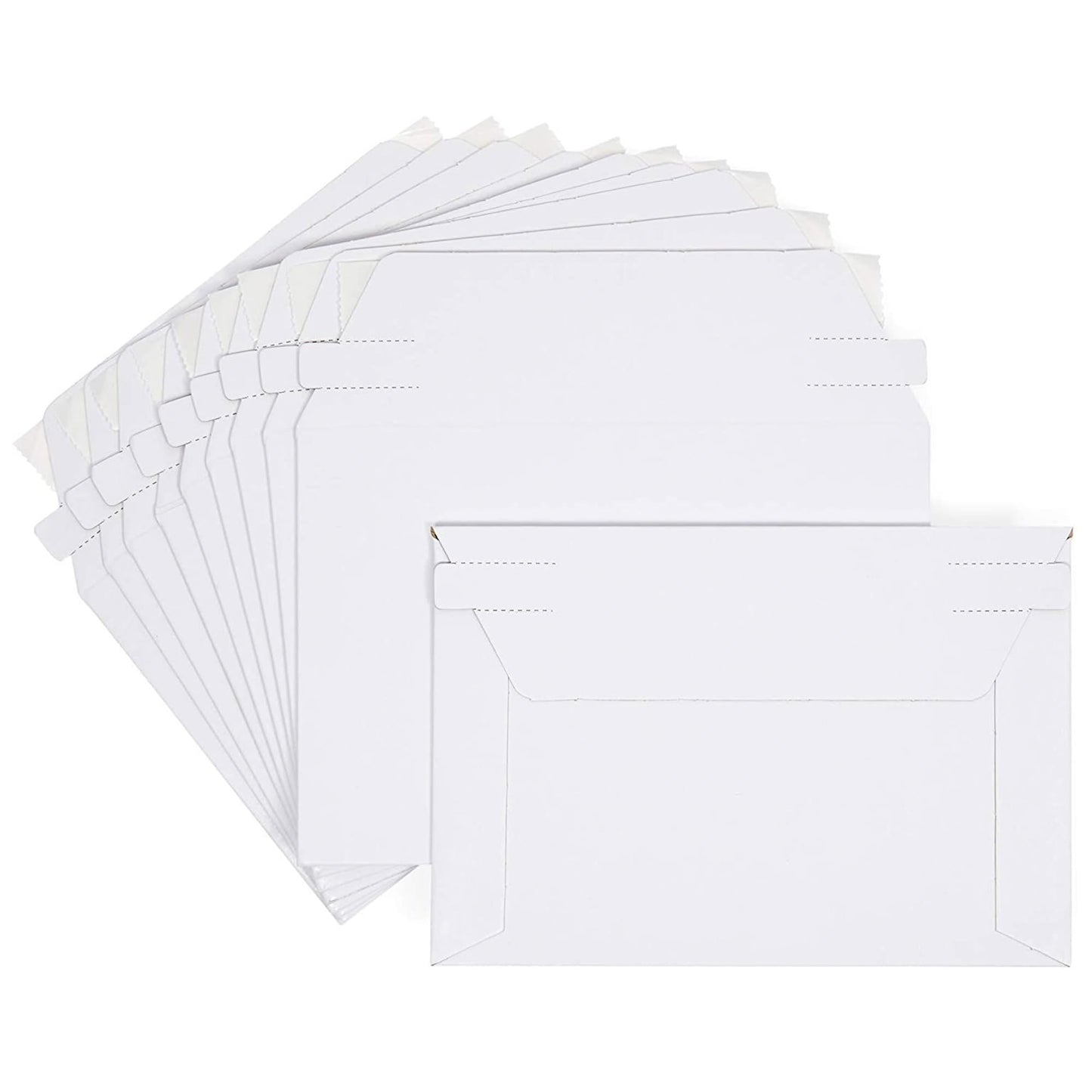 Mailing Envelopes - 6.5 x 4.5 in, White, 100 Count, Flat Peel & Seal - Thick Cardboard Envelopes, Photo Mailers & Trading Card Mailers