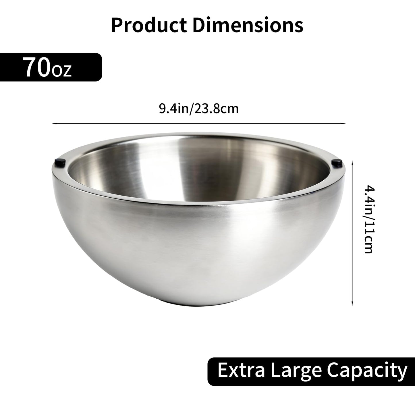 Amestar Dip Chiller Bowl 2 Pack- 70 OZ Large Capacity, Frozen Ice Stainless Steel Insulated Party Serving Bowl, Salad Pod for Parties Salsa, Guacamole, Condiments, Sauces, Keeps Food Hot or Cold