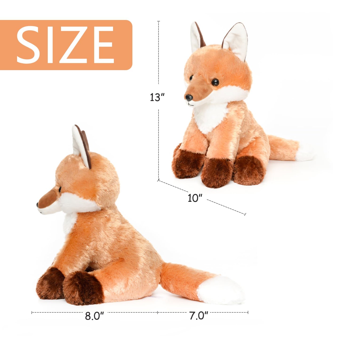 WEIGEDU Stuffed Fox, Red Fox Stuffed Animal Plush Toy with Big Tail for Kids Boys Girls Birthday Bedtime Gift, 13 inches