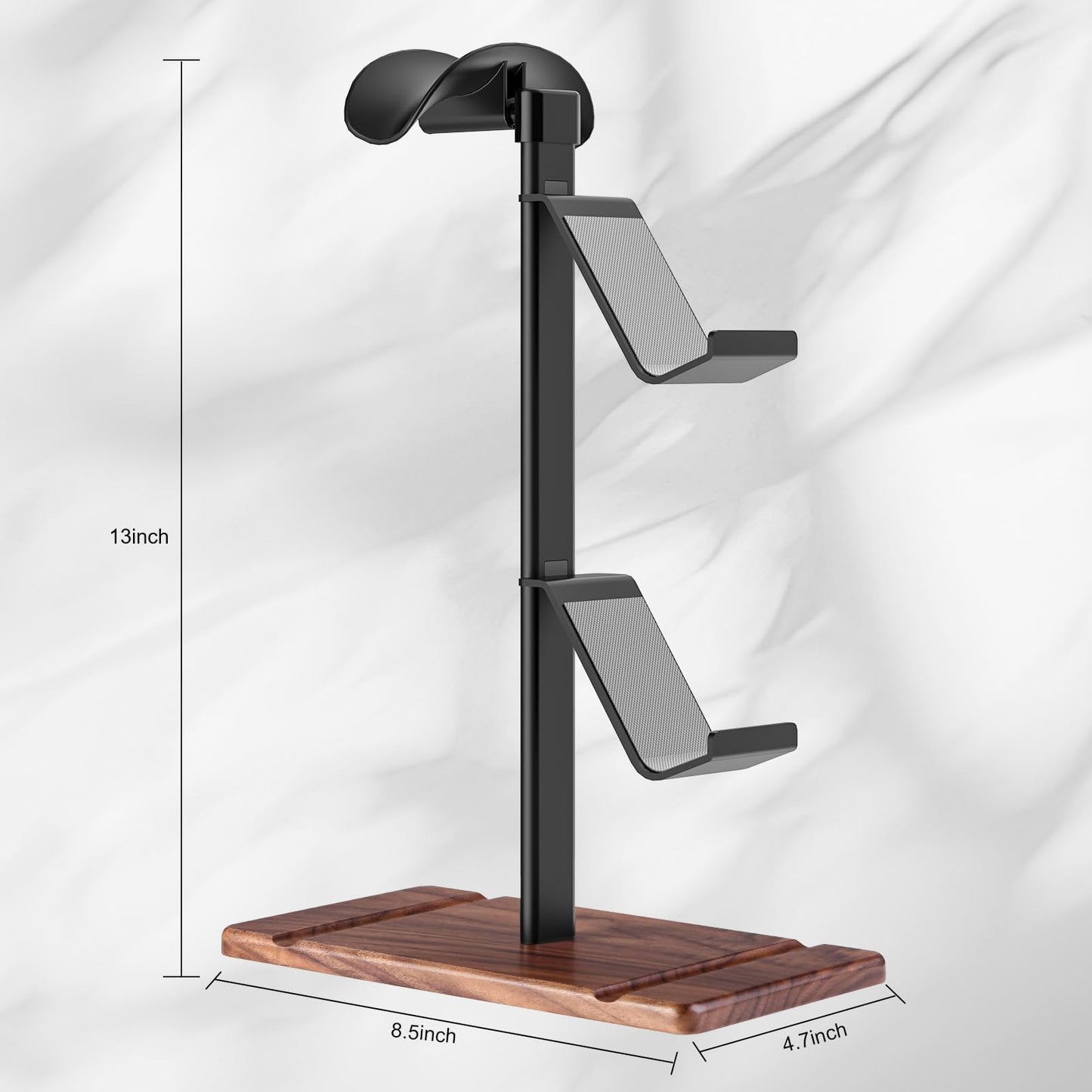 SHUOSUO Controller Holder, Walnut Wood Headphone Stand, Gaming Controller Stand for Xbox PS5 PS4 Switch, Natural Wooden Headset Holder, Universal Desk Game Accessories