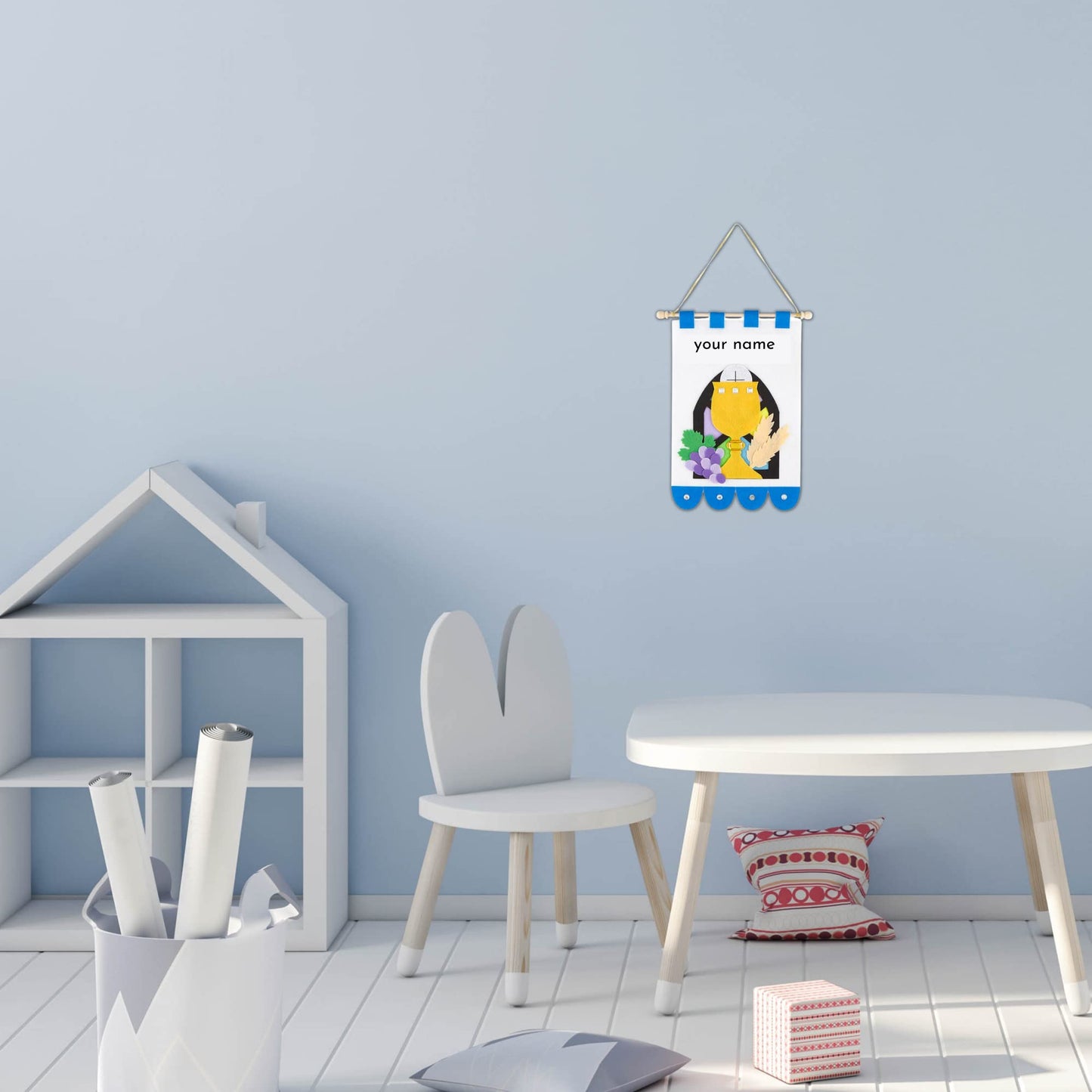 Needzo First Communion DIY Banner Craft Kit, Religious Art Projects for Girls and Boys, Great Sunday School Hands On Activities with Supplies and Instructions Included